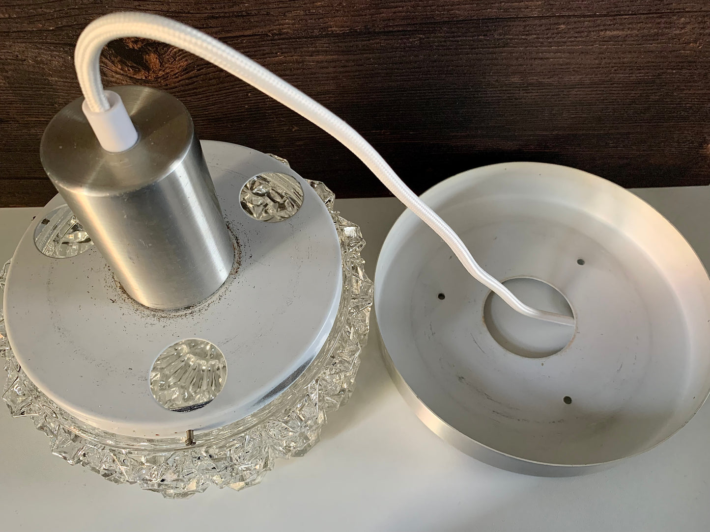Mid Century Modern Danish Scandinavian Glass Pendant Lamp Space Age 1960s Swedish Lighting