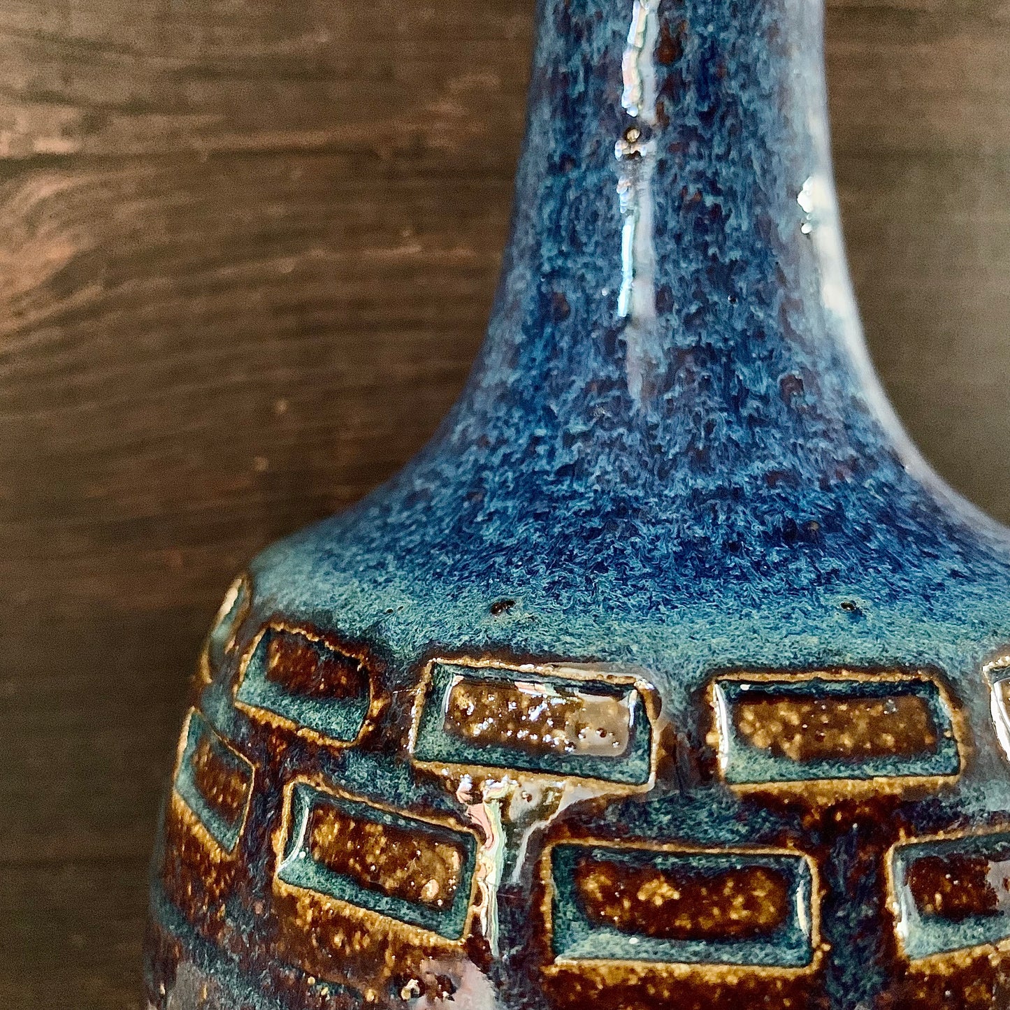 Soholm Danish Blue Amber Table Lamp Vintage 1960s Retro Scandi