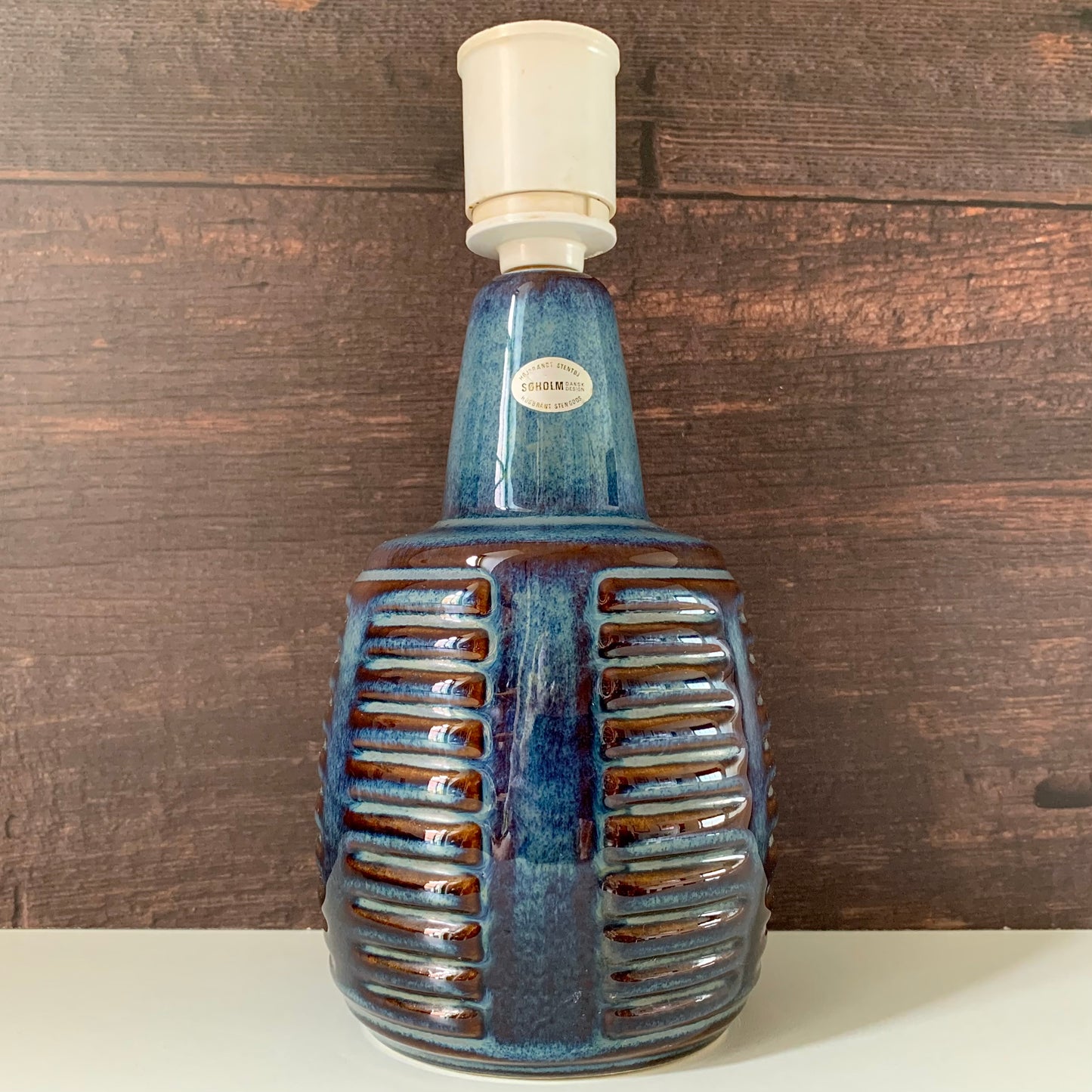 Soholm Pottery Blue Danish Table Lamp Vintage 1960s Retro 1012