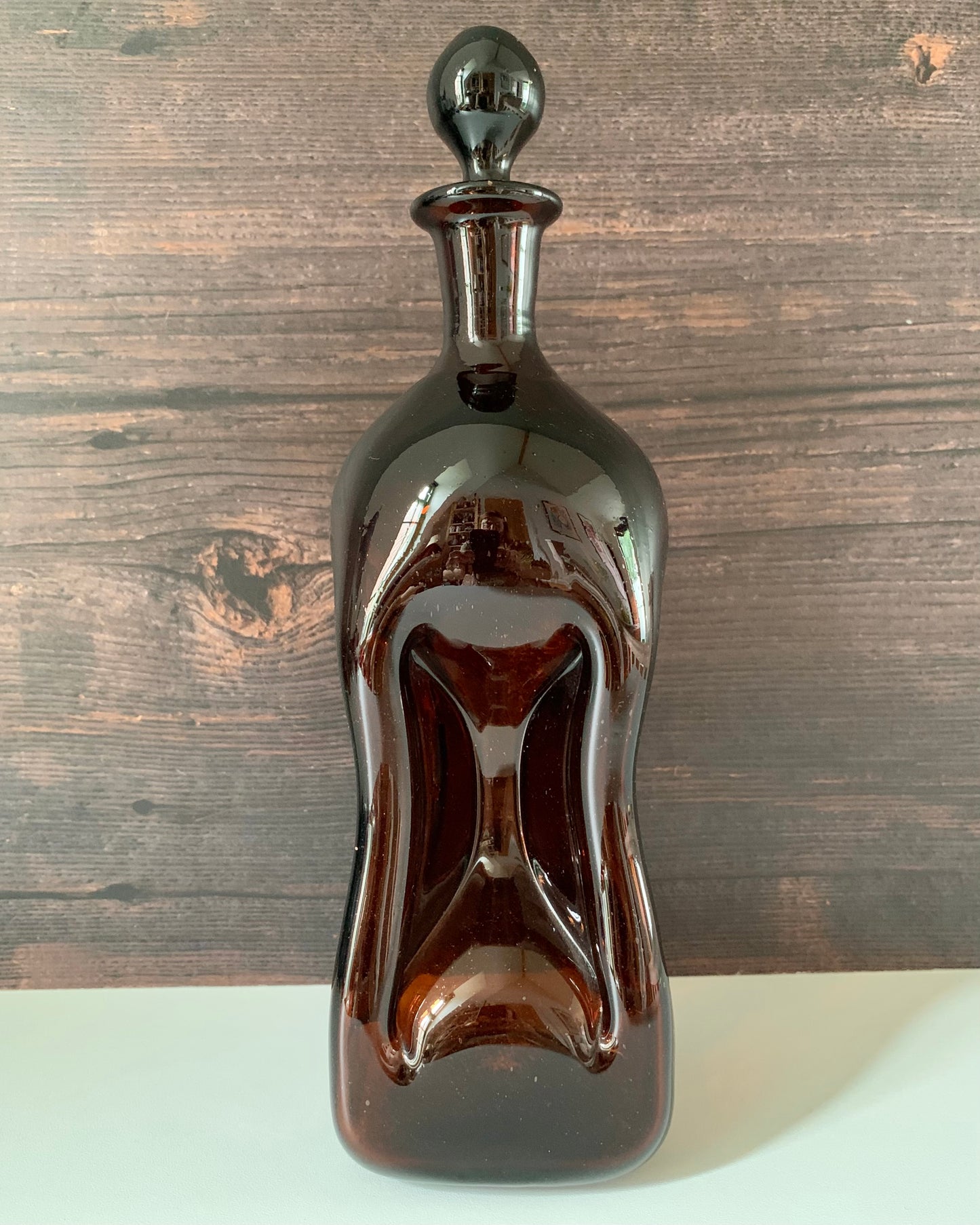 Vintage Scandinavian Kluk Glug Pinched Glass Decanter Bottle Carafe