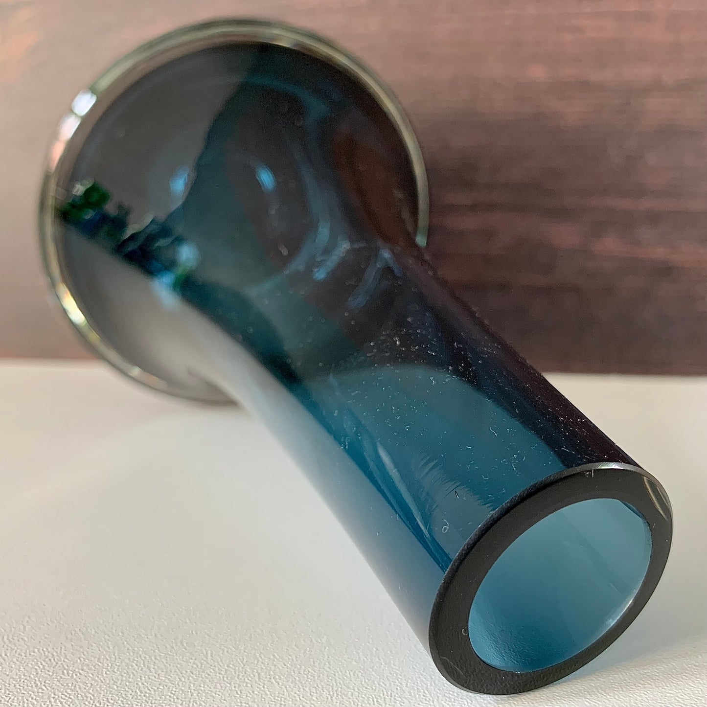 Riihimaki Midnight Blue Glass Vase Finnish 1379 1960s 1970s Rocket Atomic