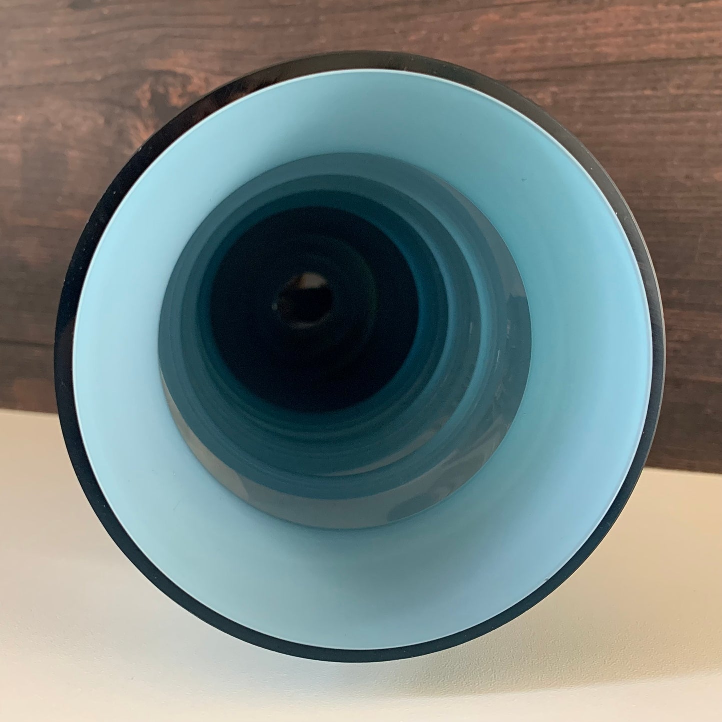 Aseda Swedish Blue Hooped Glass Vase Petrol Turquoise 1960s 1970s Retro