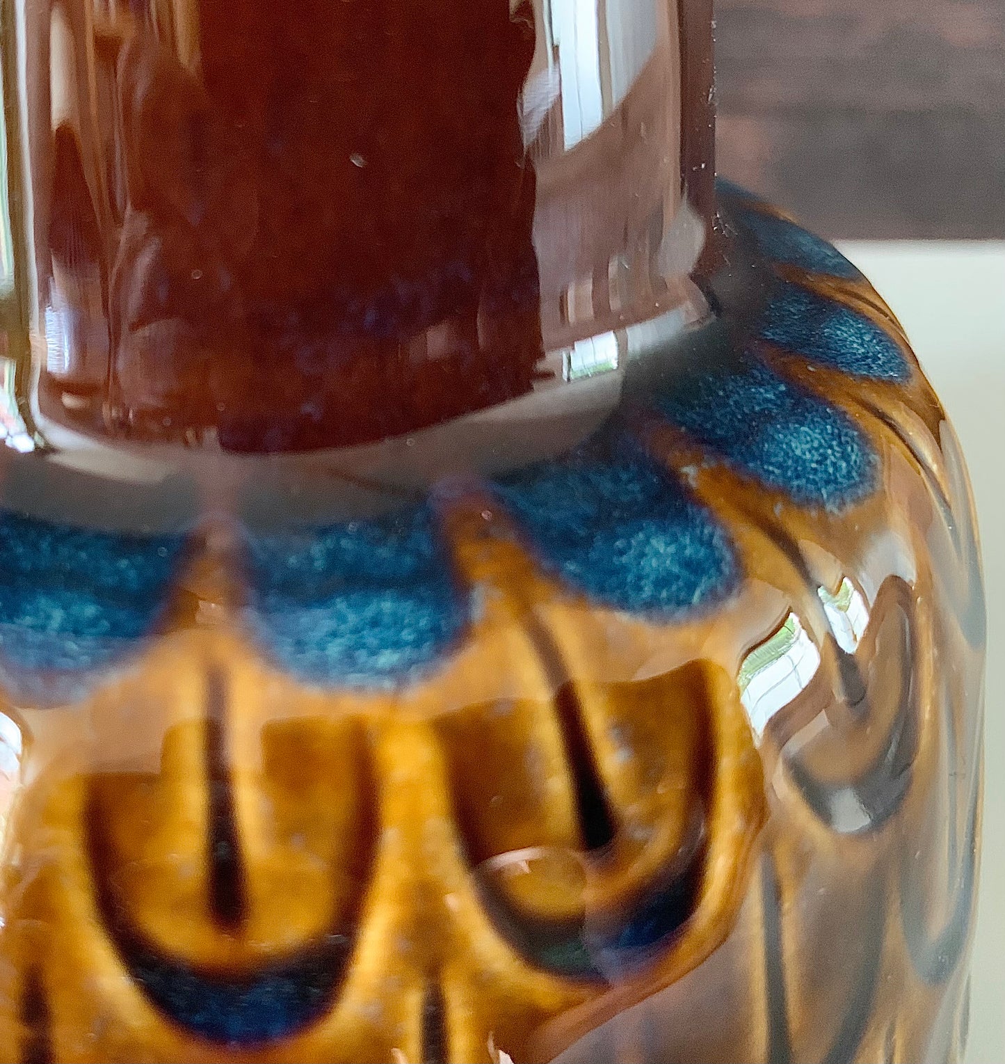 Soholm Pottery Amber Blue Danish Table Lamp Vintage 1960s Retro 1015