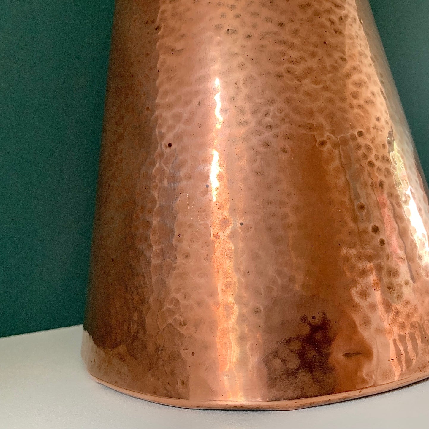 Mid Century Danish Solid Hammered Copper Cone Pendant Lamp Ceiling Light Scandinavian Industrial