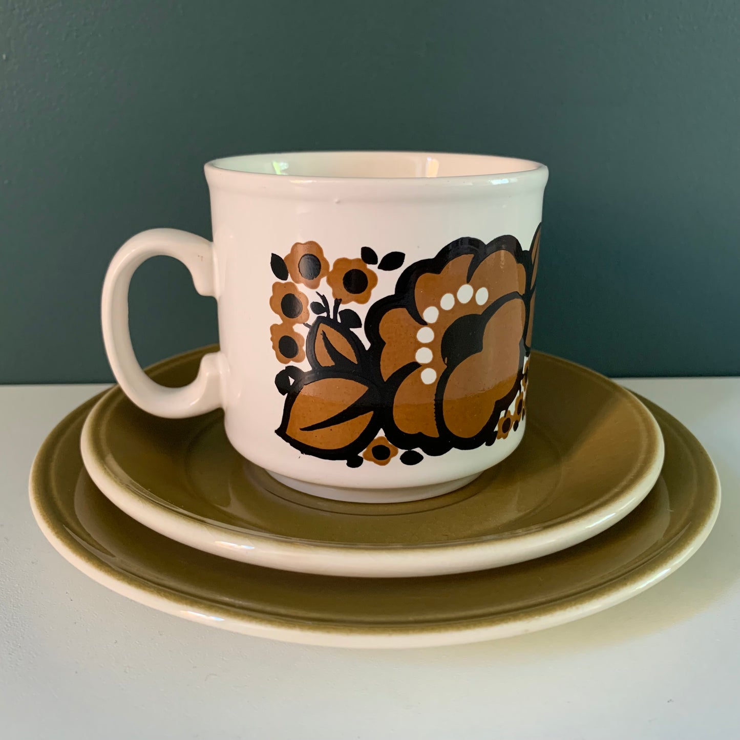 Staffordshire Potteries Ceramic ‘Trio’ Tea/Coffee Cup & Side Plate British English 1960s 1970s Gifts Presents