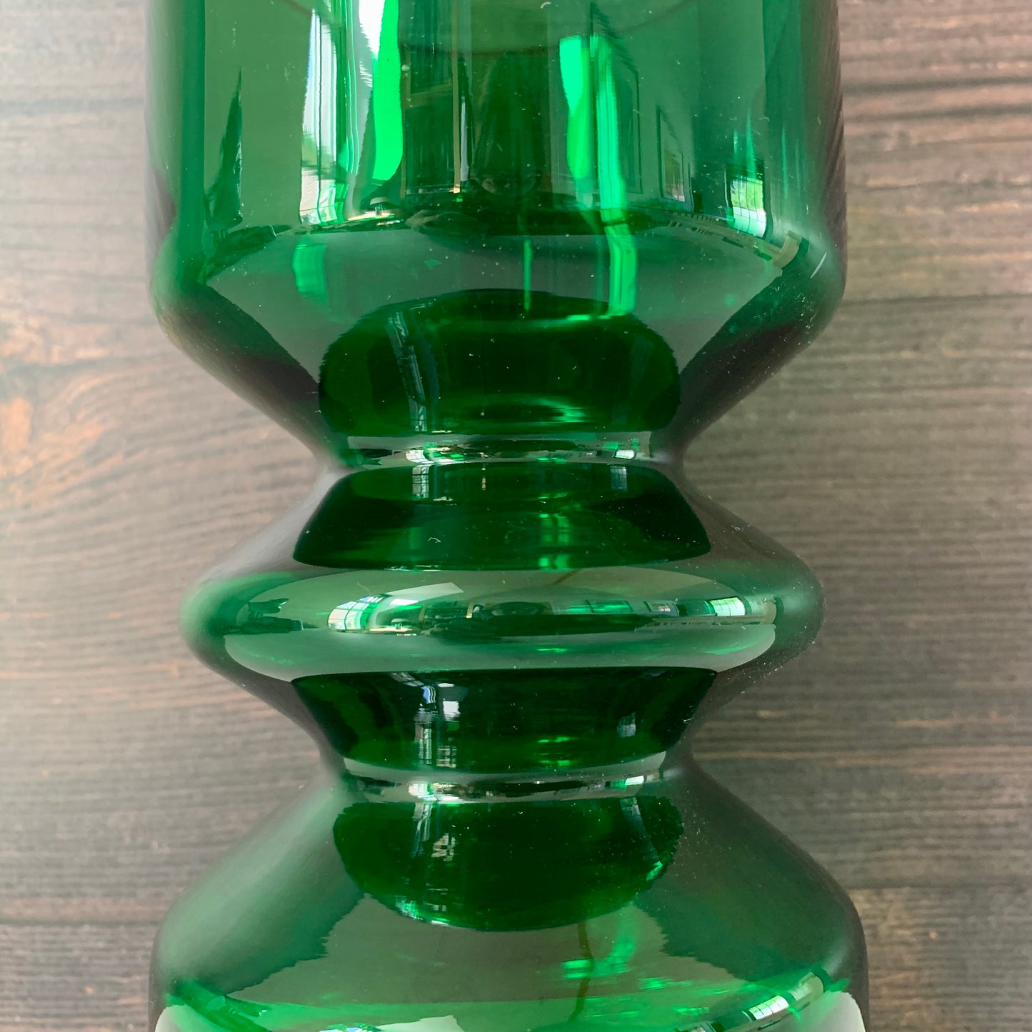 Riihimaki Emerald Green Glass Vase Tamara Aladin 1472 Vintage 1960s 1970s Scandinavian Finnish Retro