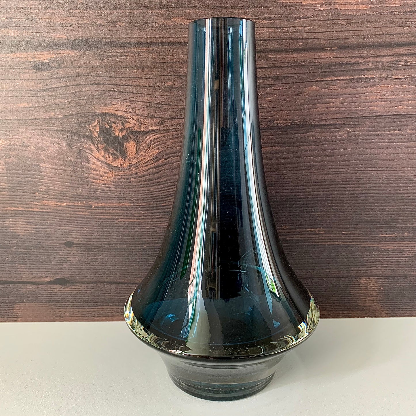 Riihimaki Midnight Blue Glass Vase Finnish 1379 1960s 1970s Rocket Atomic