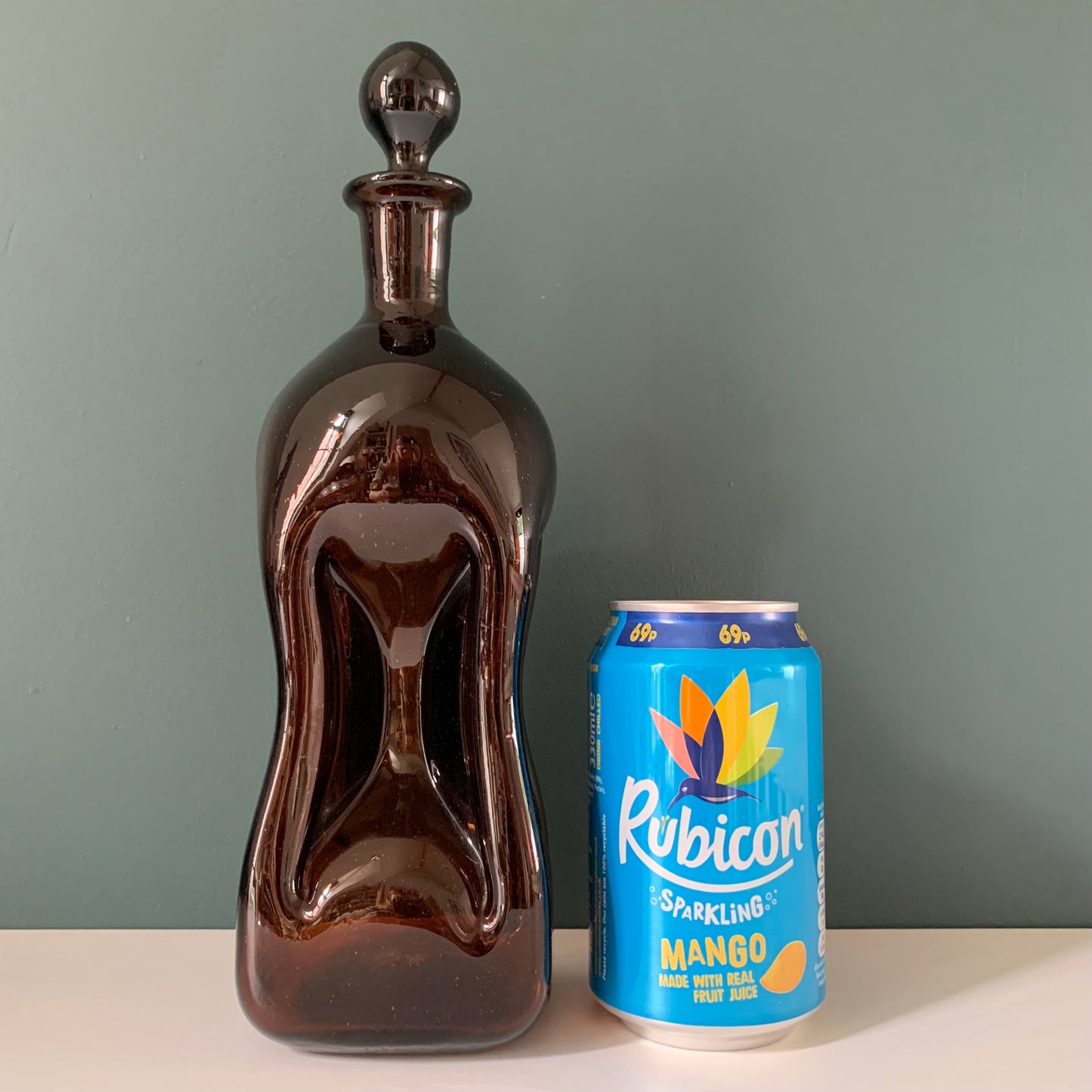 Vintage Scandinavian Kluk Glug Pinched Glass Decanter Bottle Carafe