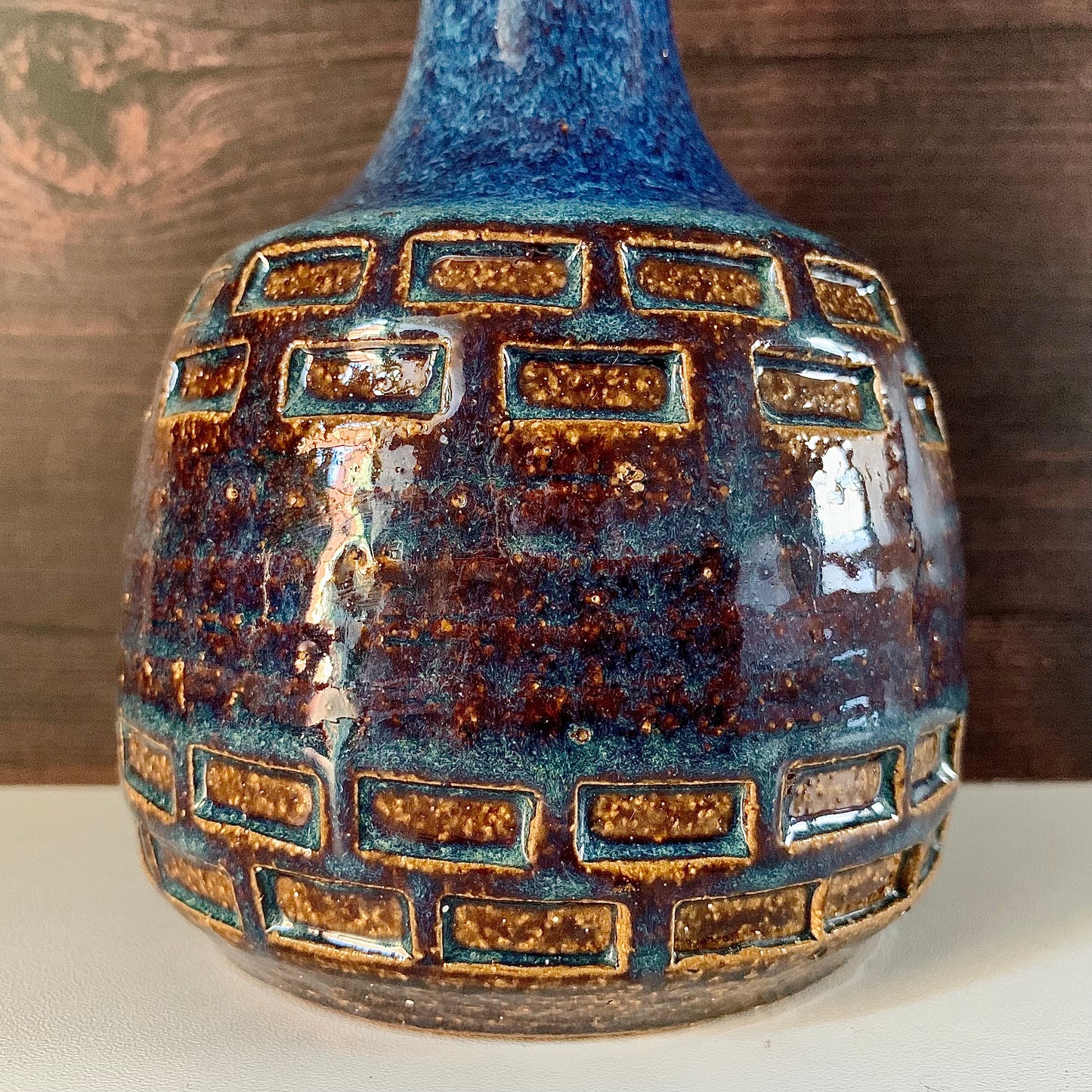 Soholm Danish Blue Amber Table Lamp Vintage 1960s Retro Scandi