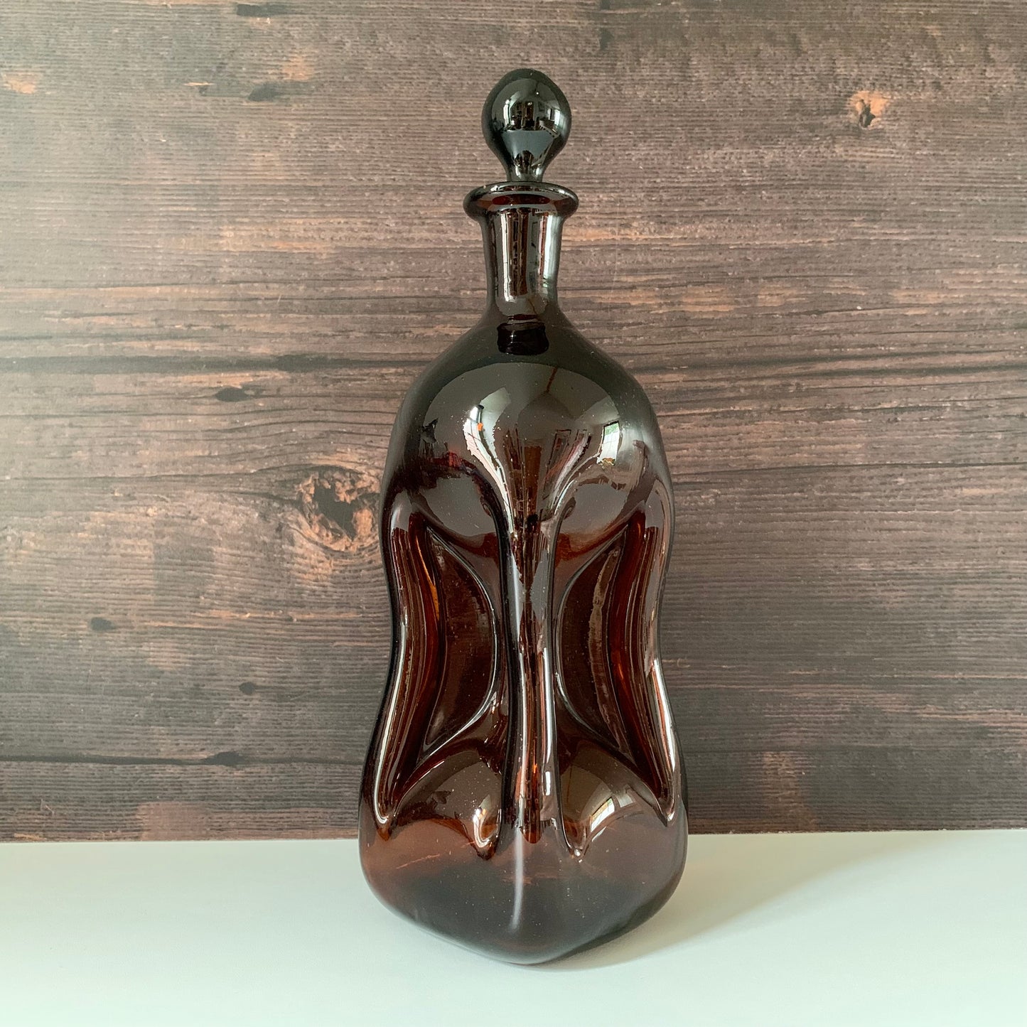 Vintage Scandinavian Kluk Glug Pinched Glass Decanter Bottle Carafe