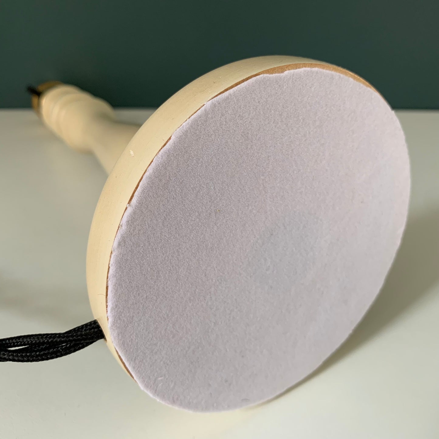 Vintage Cream Wood British Candle Stick Table Lamp 1980s