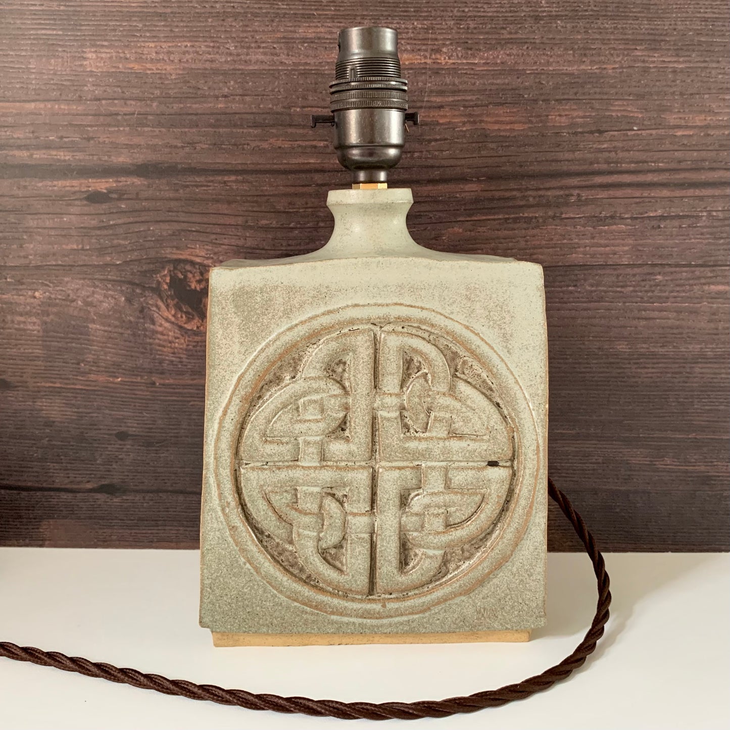 Mid Century Cornish Pottery British Troika Style Ceramic Table Lamp