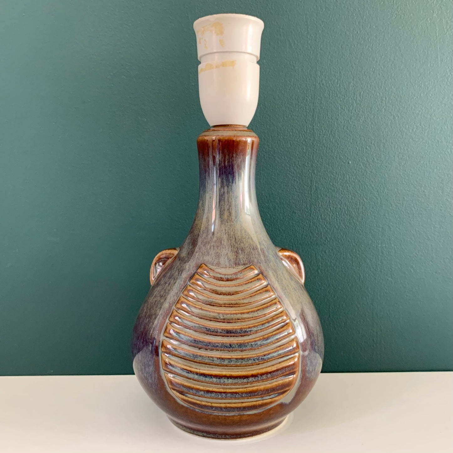 Soholm Pottery Purple Amber Danish Table Lamp Vintage 1960s Retro Scandinavian Light 1027