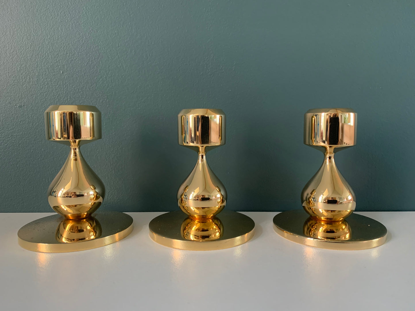 Asmussen 1 Drop Danish Gold Plated Candle Stick Holder 1970s Hamlet