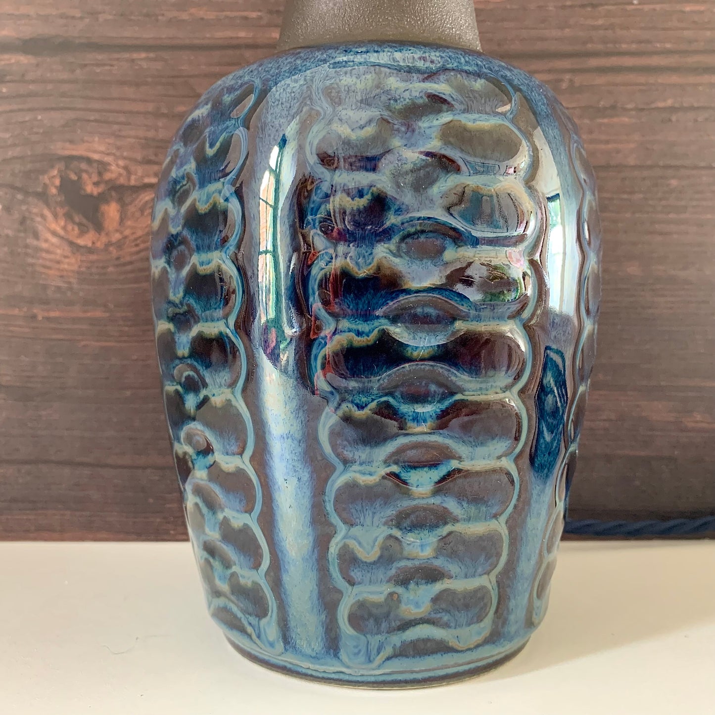 Soholm Pottery Blue Danish Table Lamp Vintage 1960s Retro 3329