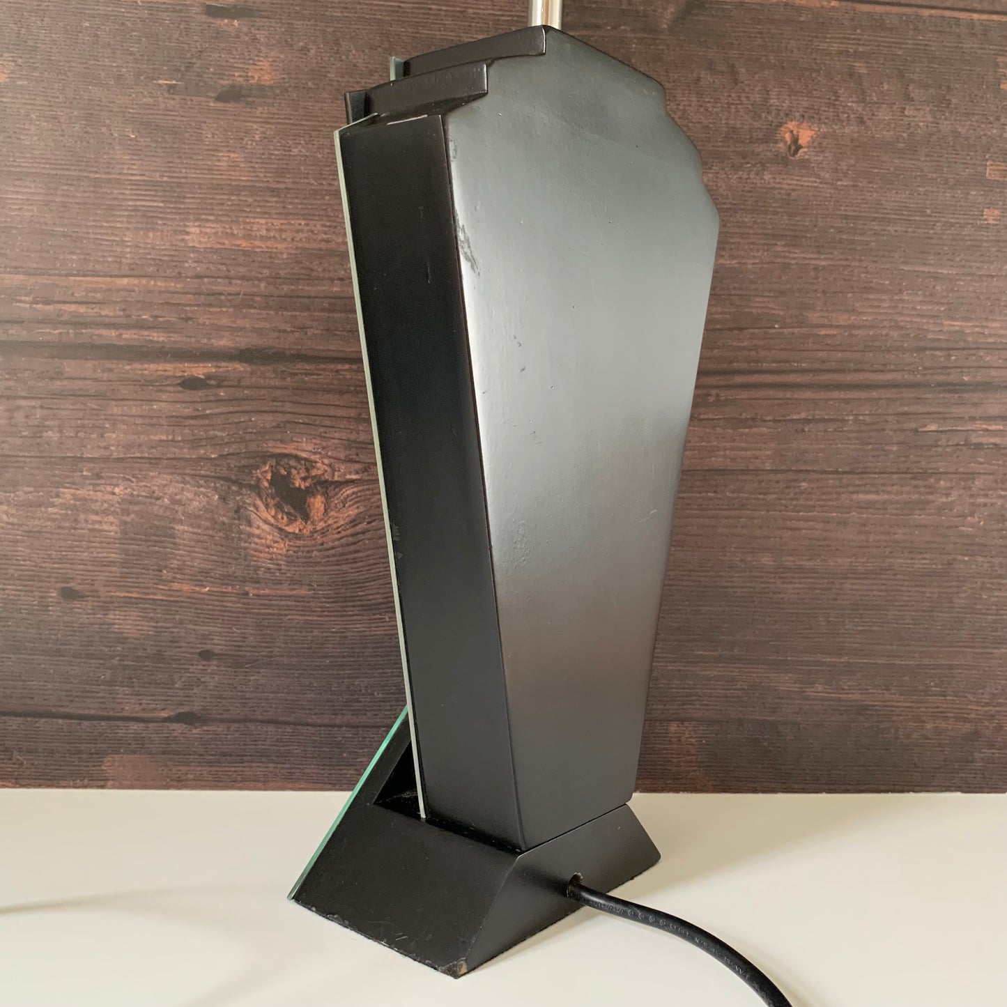 Vintage Art Deco Style Mirror Glass Table Lamp 1980s