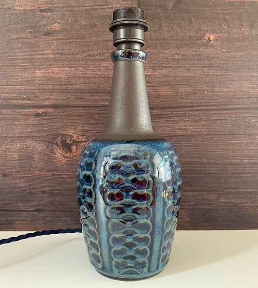 Soholm Pottery Blue Danish Table Lamp Vintage 1960s Retro 3329
