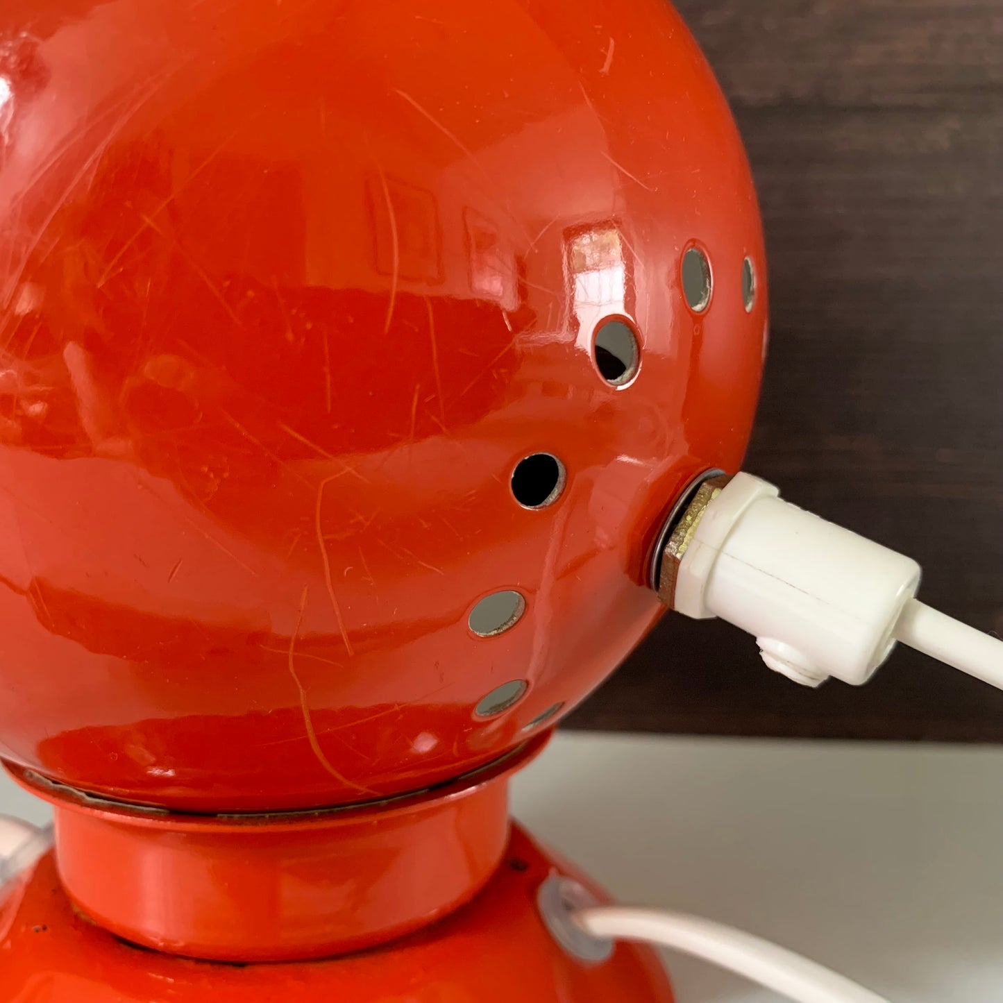 Danish Frandsen Orange Ball Table Lamp 1970s Retro Light Atomic Era