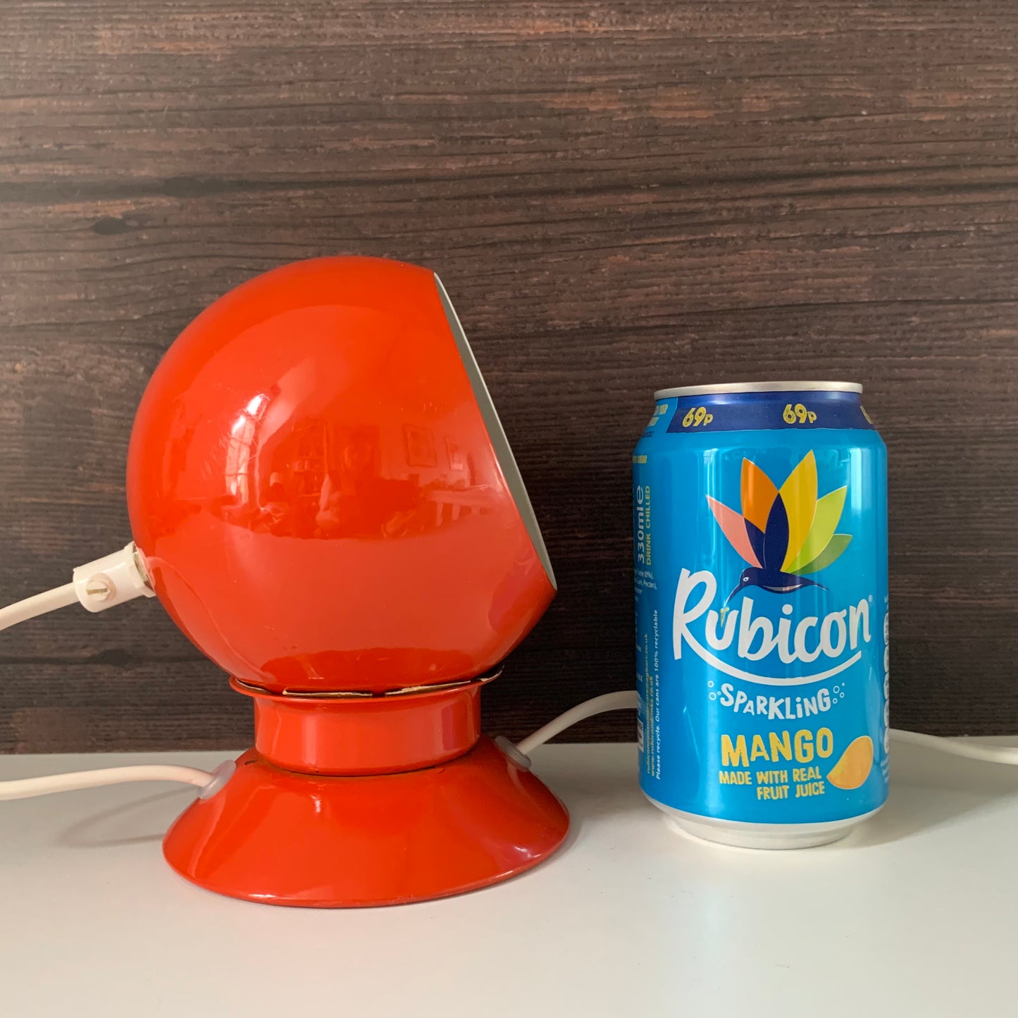 Danish Frandsen Orange Ball Table Lamp 1970s Retro Light Atomic Era
