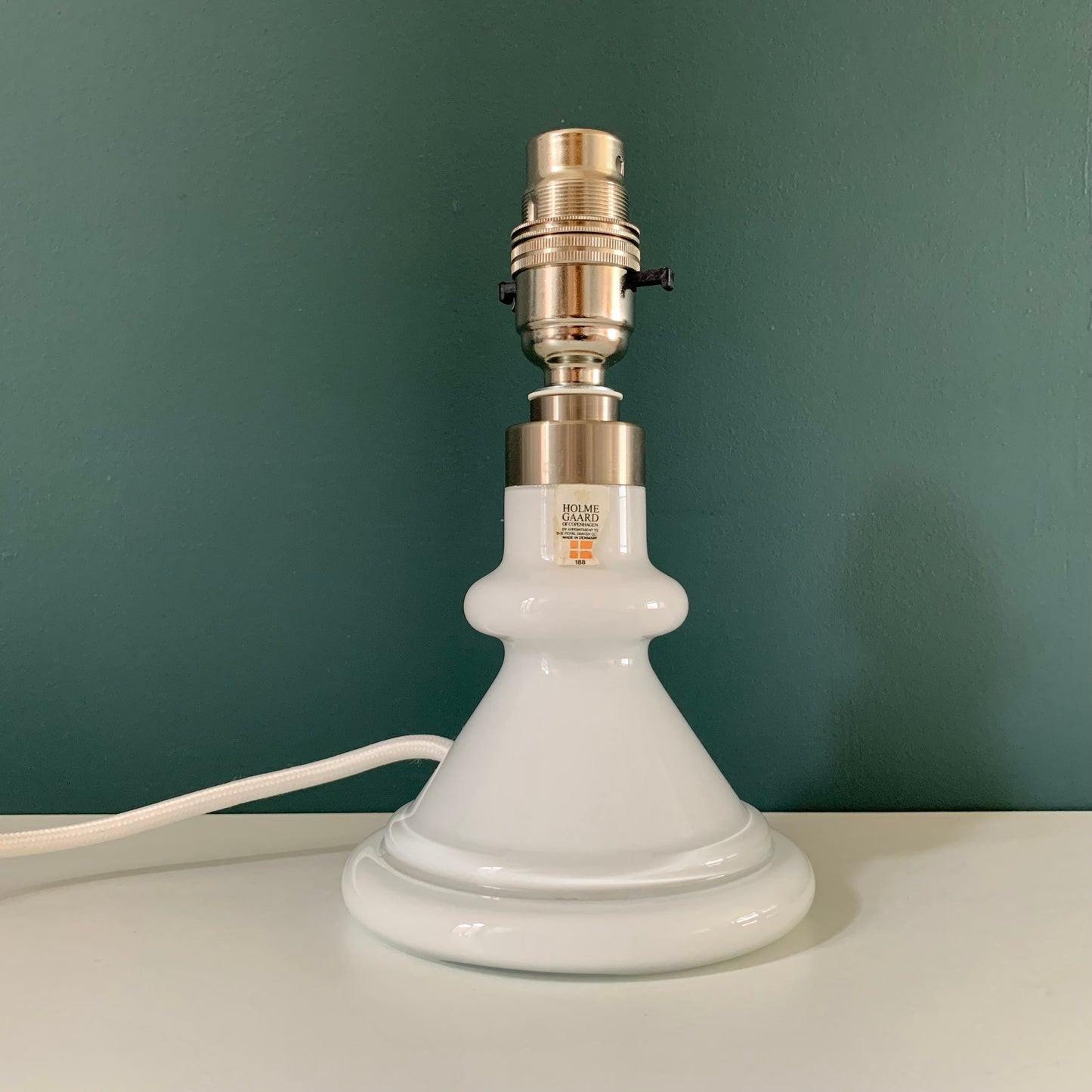 Vintage Holmegaard Royal Copenhagen Carine Danish White Glass Table Lamp