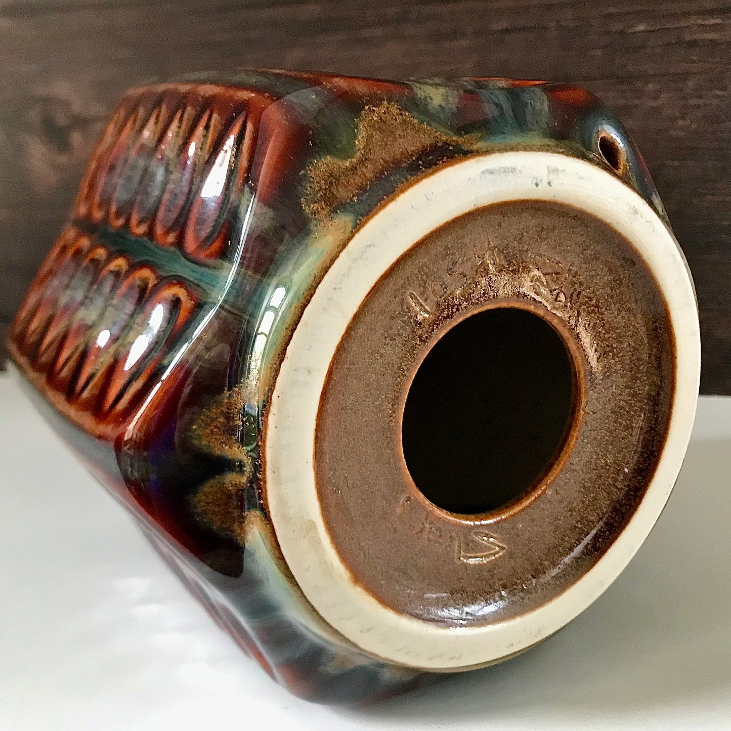 Soholm Amber Green Danish Ceramic Table Lamp Vintage 1960s Retro Boho Scandi