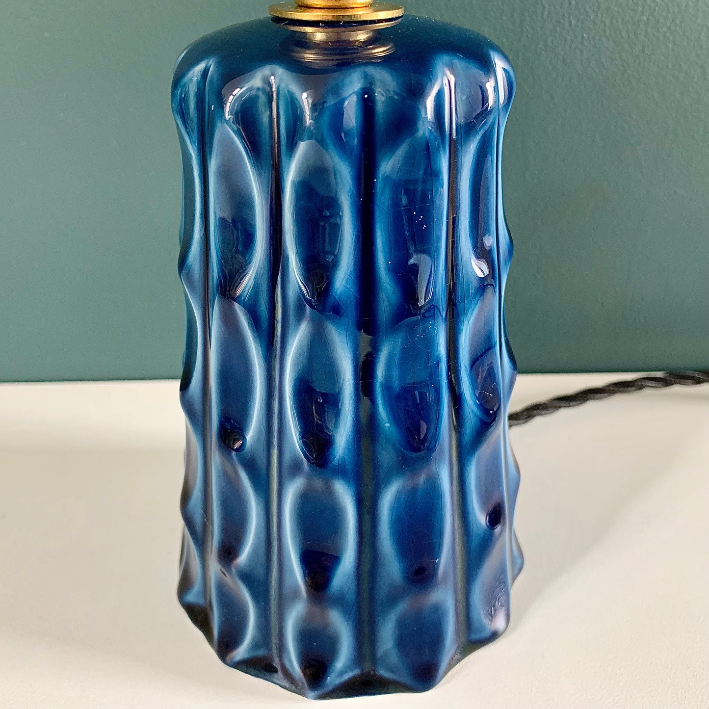 Soholm Danish Petrol Blue Table Lamp Vintage 1970s Retro Scandi Light