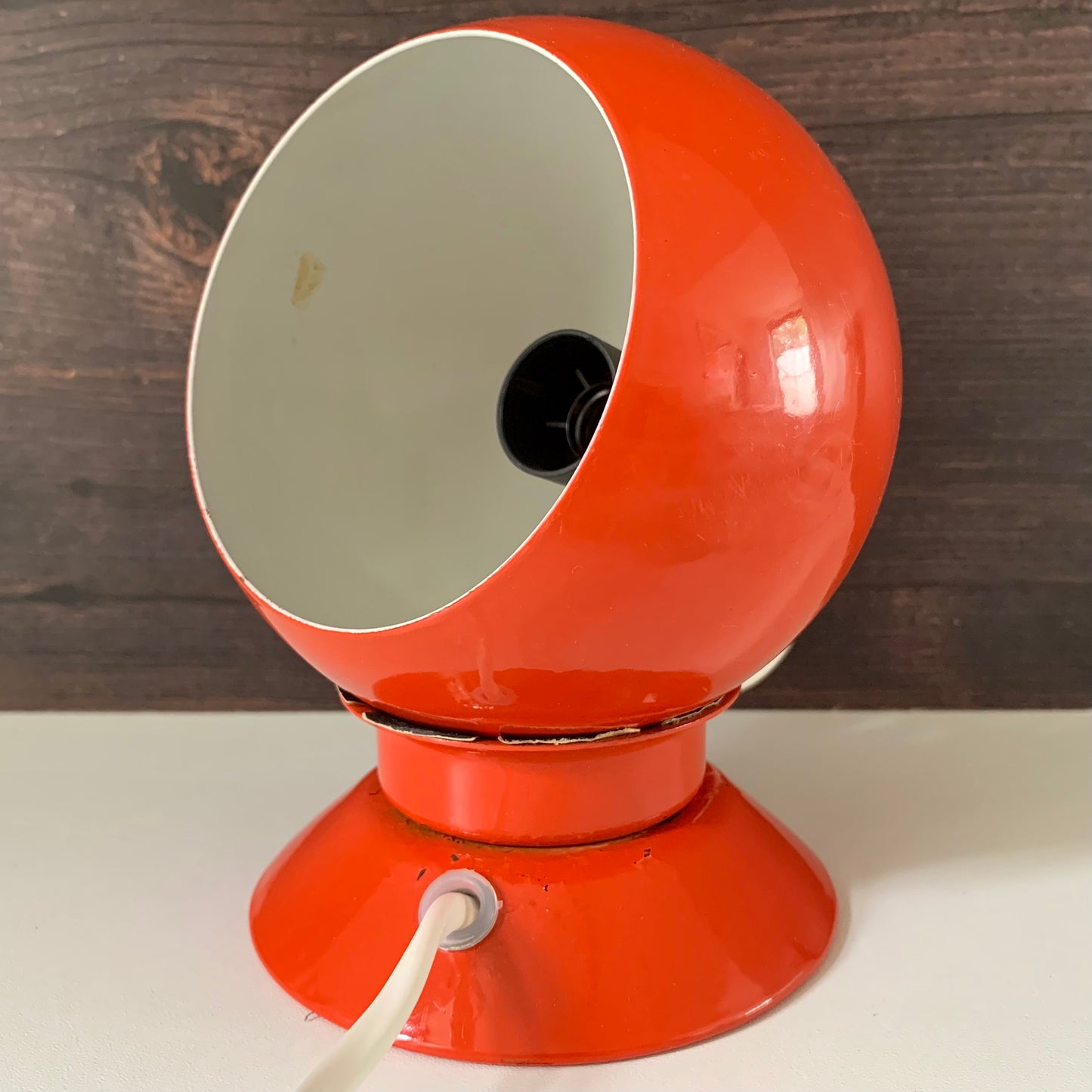 Danish Frandsen Orange Ball Table Lamp 1970s Retro Light Atomic Era