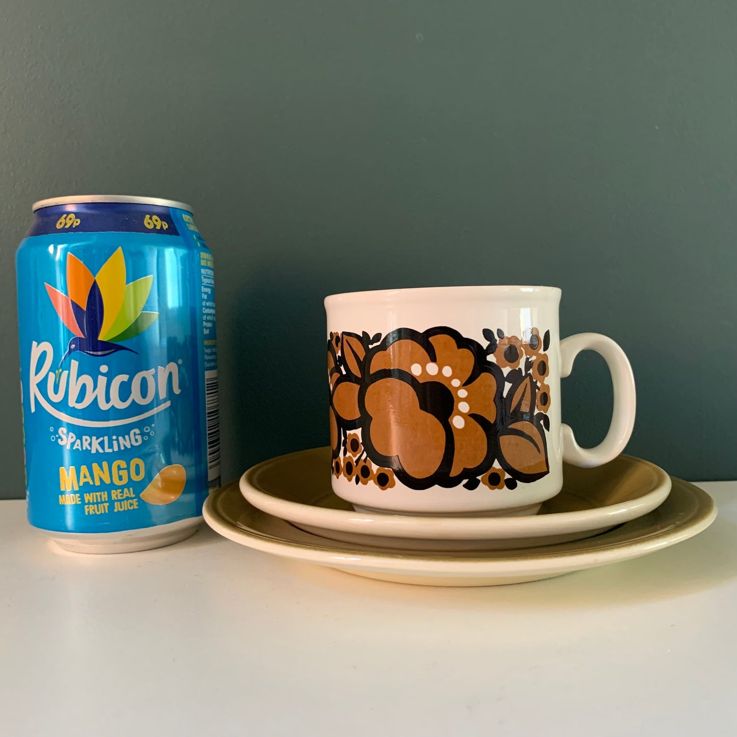 Staffordshire Potteries Ceramic ‘Trio’ Tea/Coffee Cup & Side Plate British English 1960s 1970s Gifts Presents
