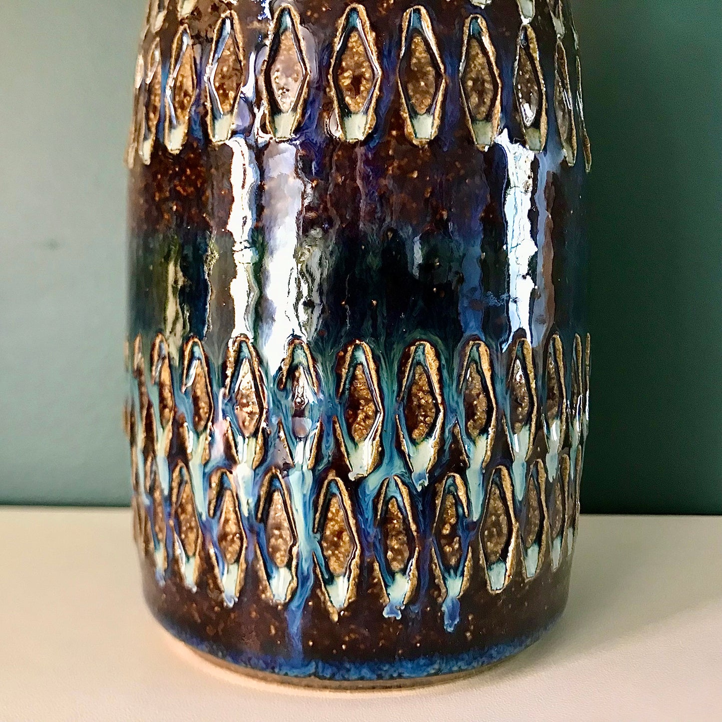 Soholm Danish Ceramic Current Blue Table Lamp Scandi EM