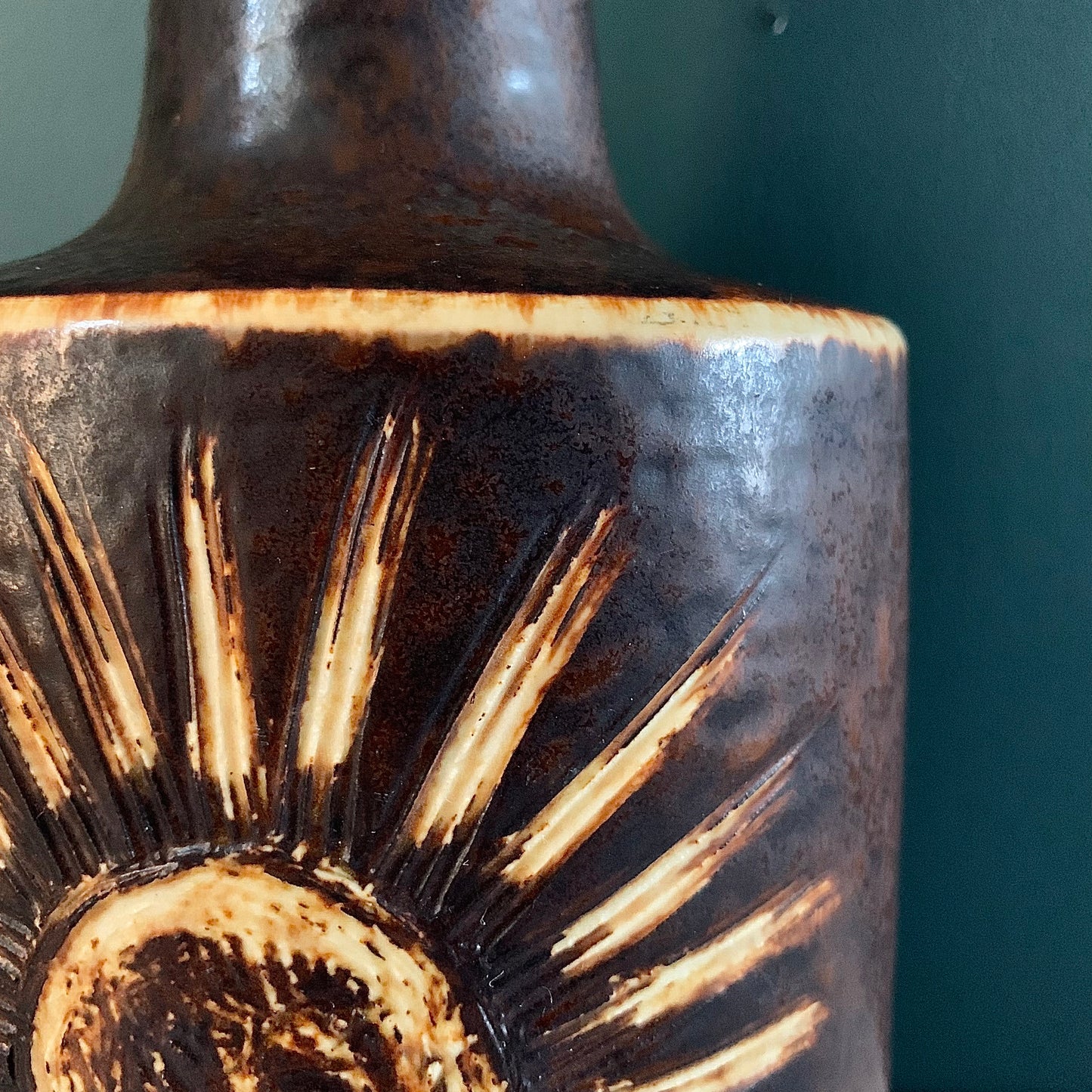 Large Soholm Sunflower Danish Ceramic Table Lamp 1960s 1970s 1203