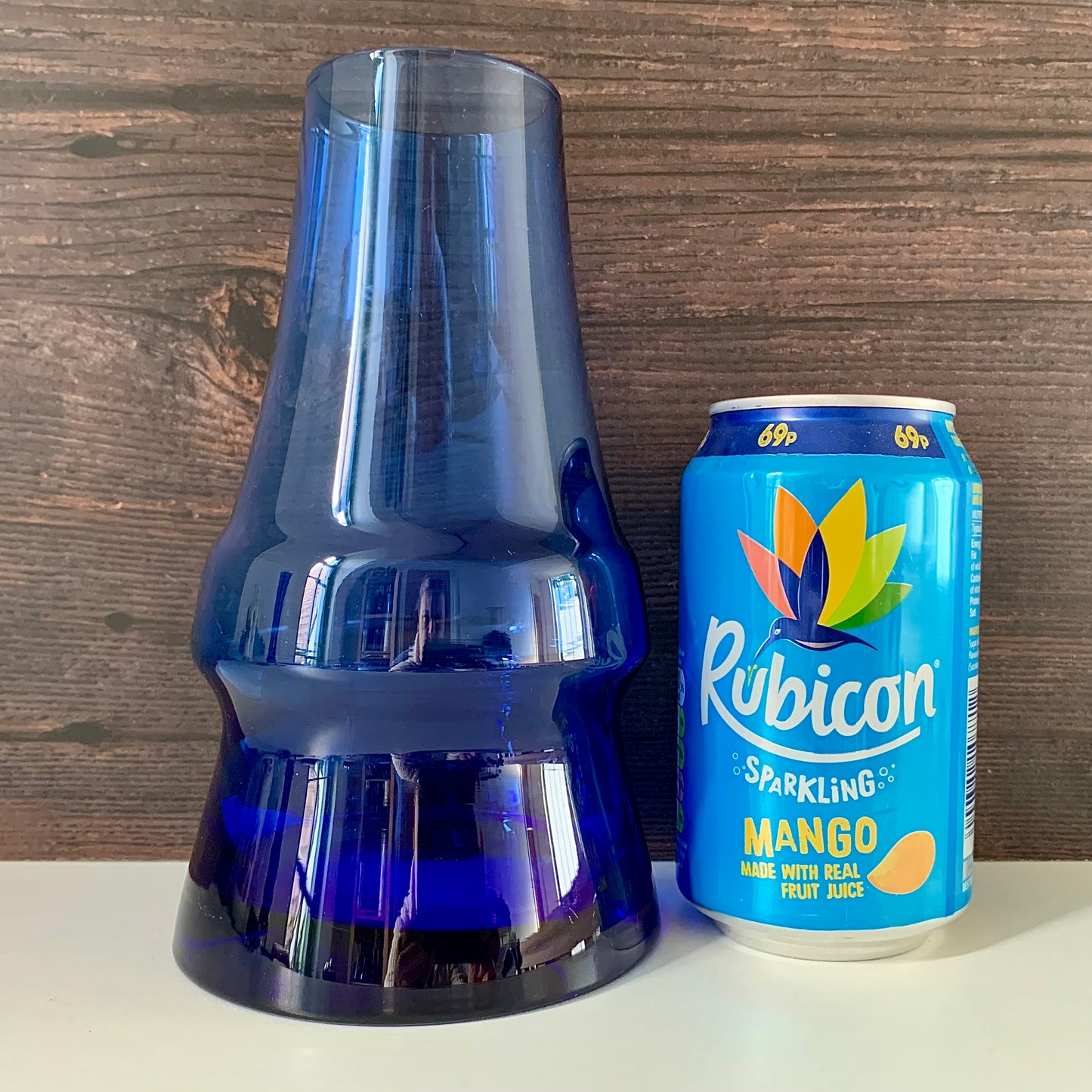 Vintage Riihimaki Finnish Blue Piippu Glass Vase