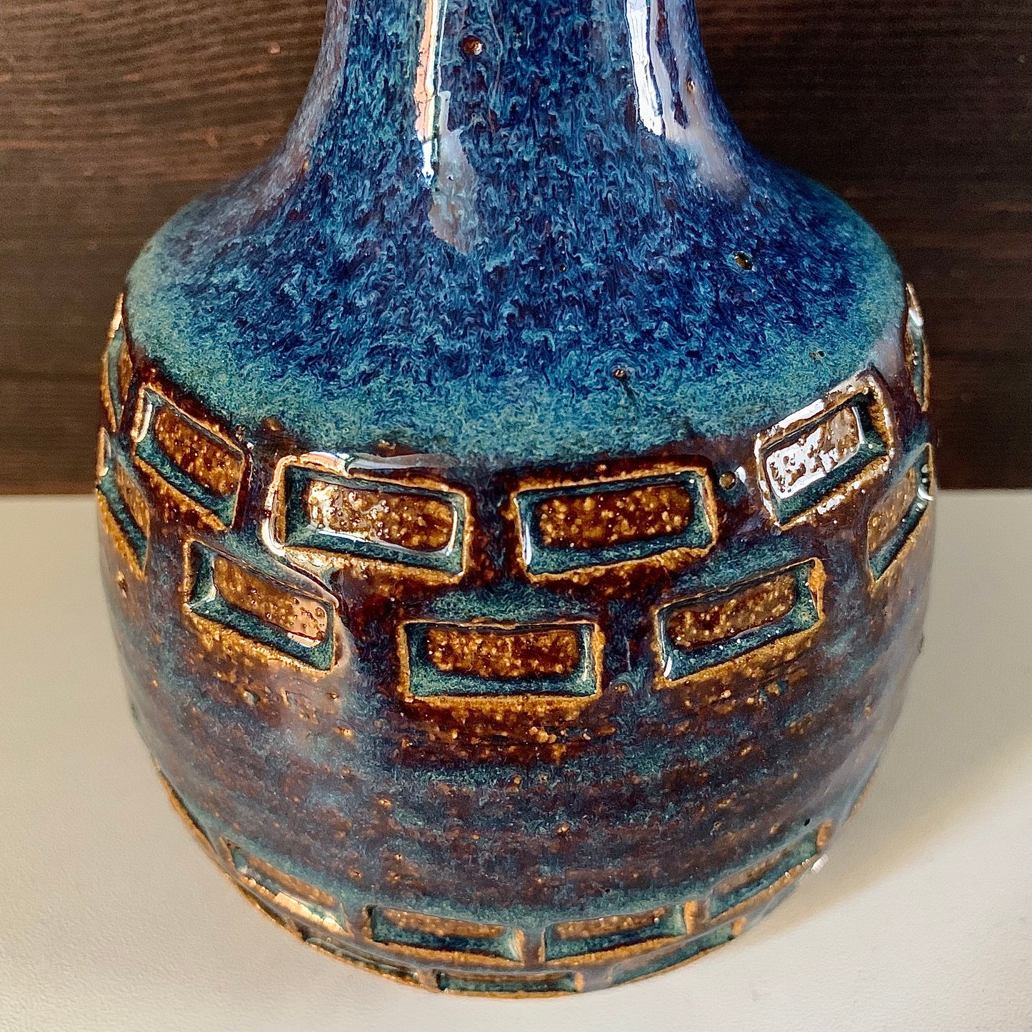 Soholm Danish Blue Amber Table Lamp Vintage 1960s Retro Scandi
