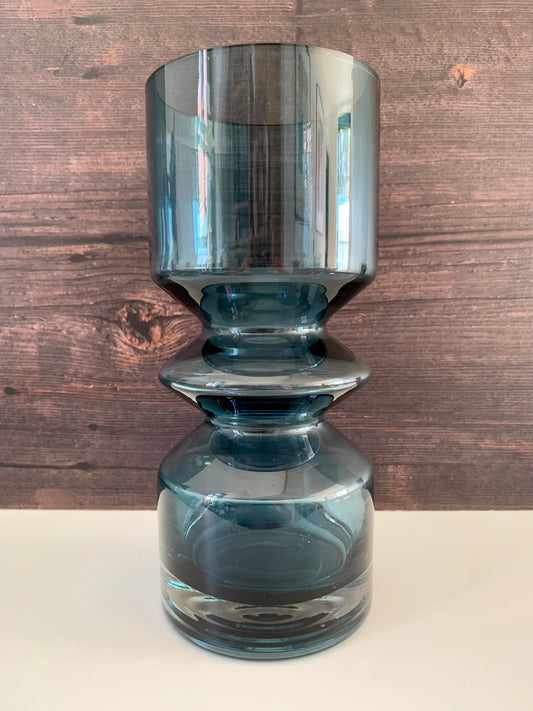 RARE Riihimaki Steel Blue Glass Vase Tamara Aladin 1472 - Large Size