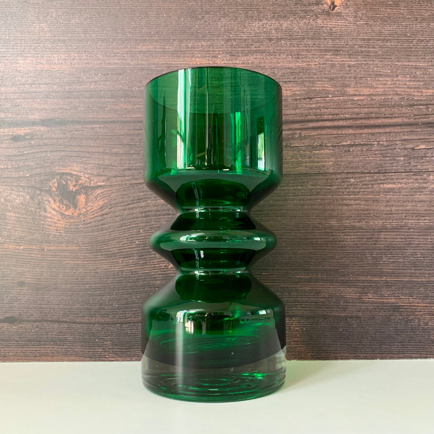 Riihimaki Emerald Green Glass Vase Tamara Aladin 1472 Vintage 1960s 1970s Scandinavian Finnish Retro