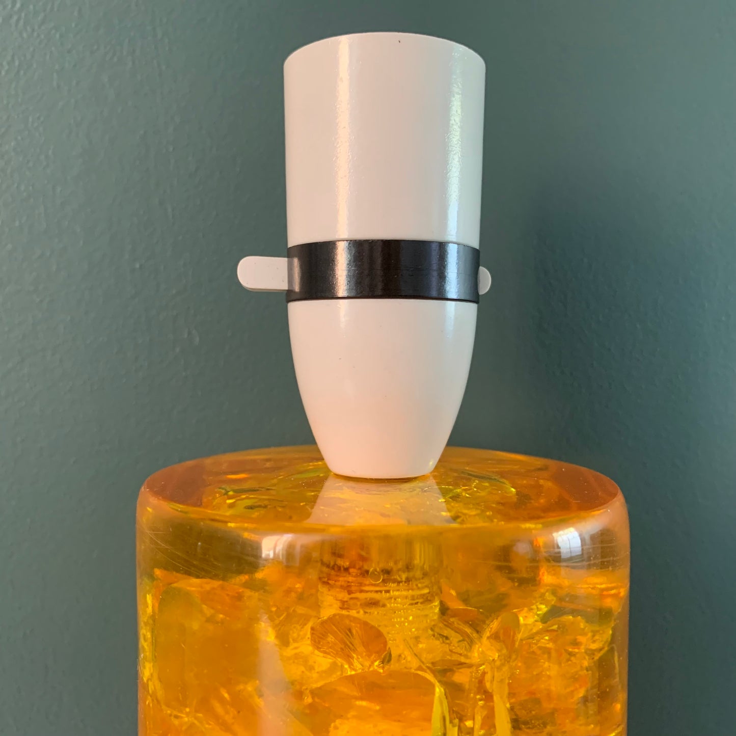 Shattaline British Yellow Orange Table Lamp Cracked Resin Crushed Ice Vintage Retro Atomic Era Shatterline