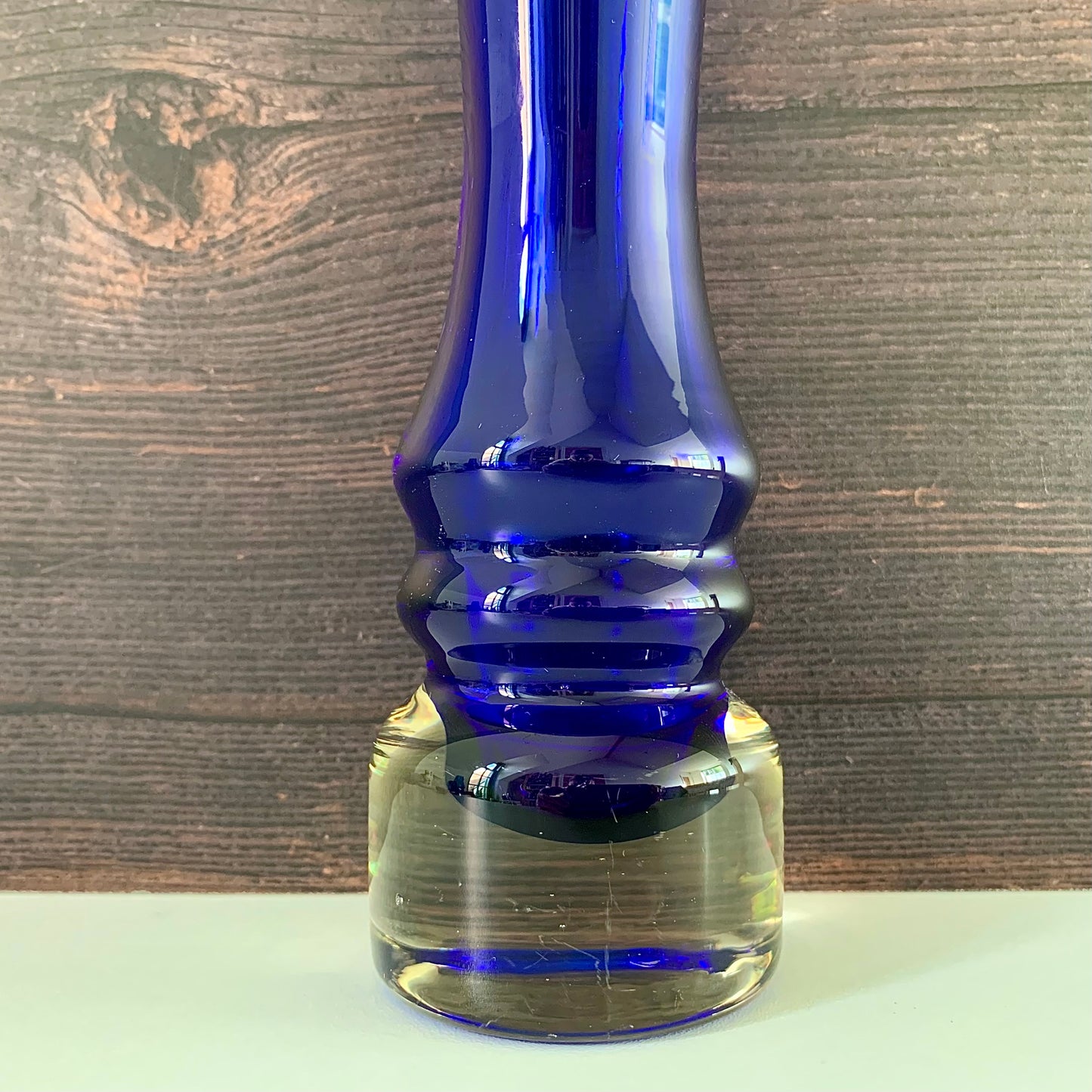 SEA Glasbruk Cobalt Blue Glass Bud Vase 1960s 1970s Kosta Retro Scandinavian