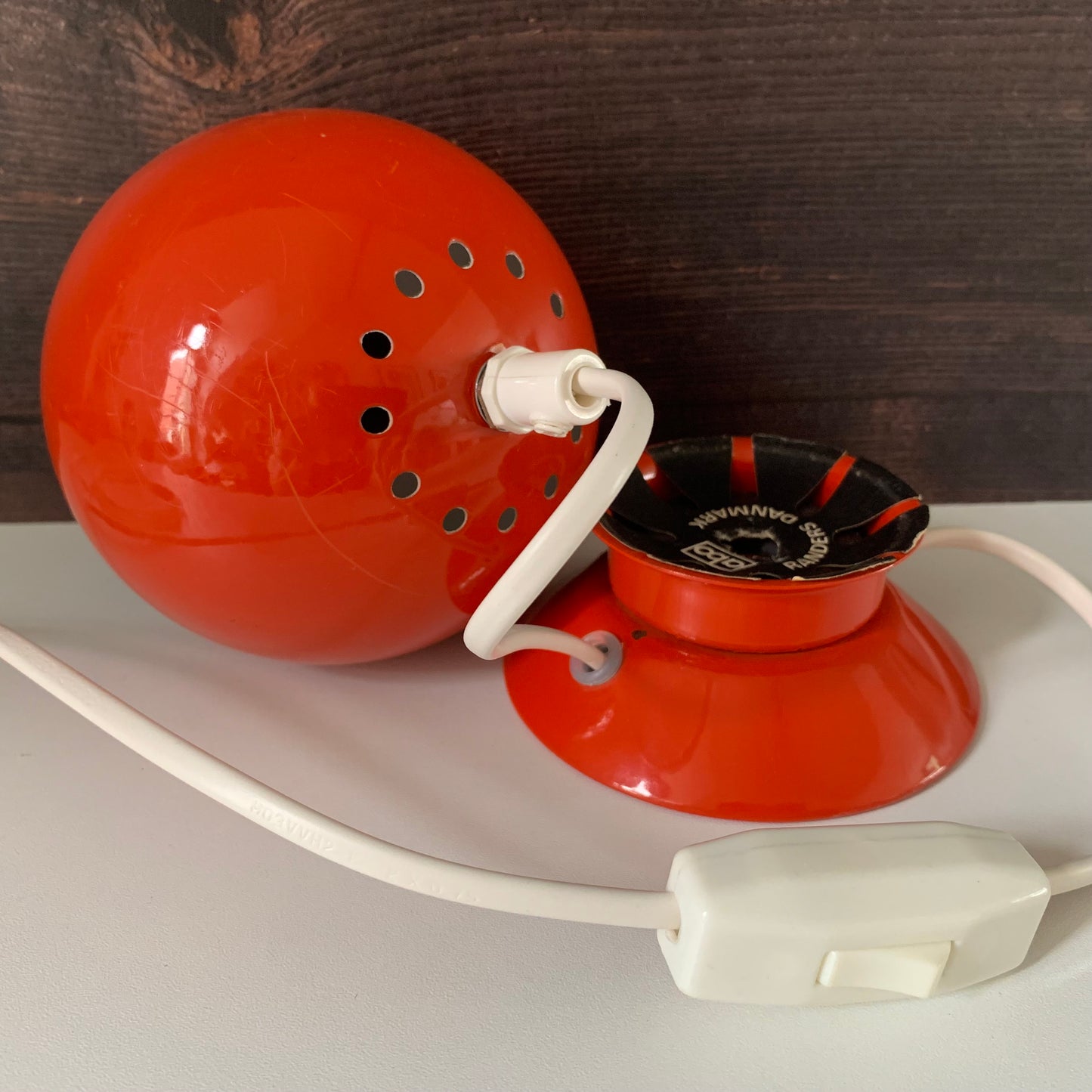 Danish Frandsen Orange Ball Table Lamp 1970s Retro Light Atomic Era