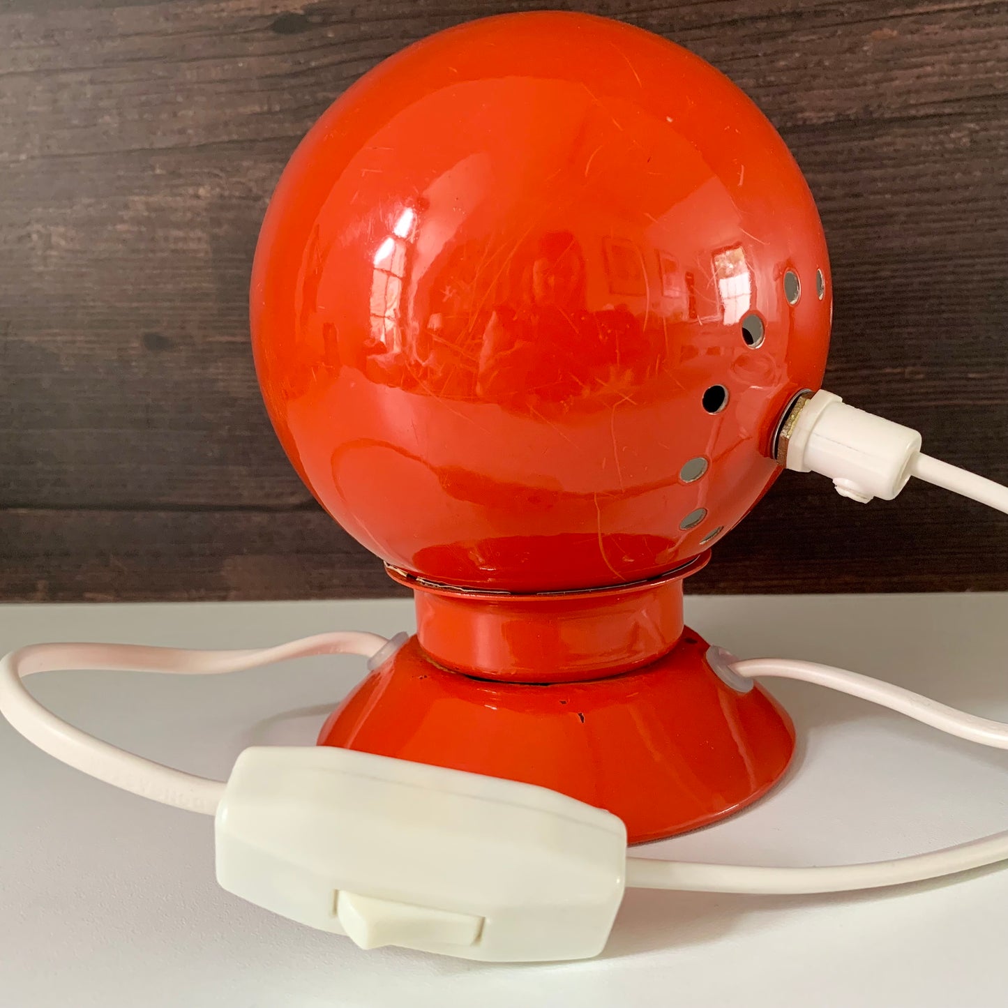 Danish Frandsen Orange Ball Table Lamp 1970s Retro Light Atomic Era