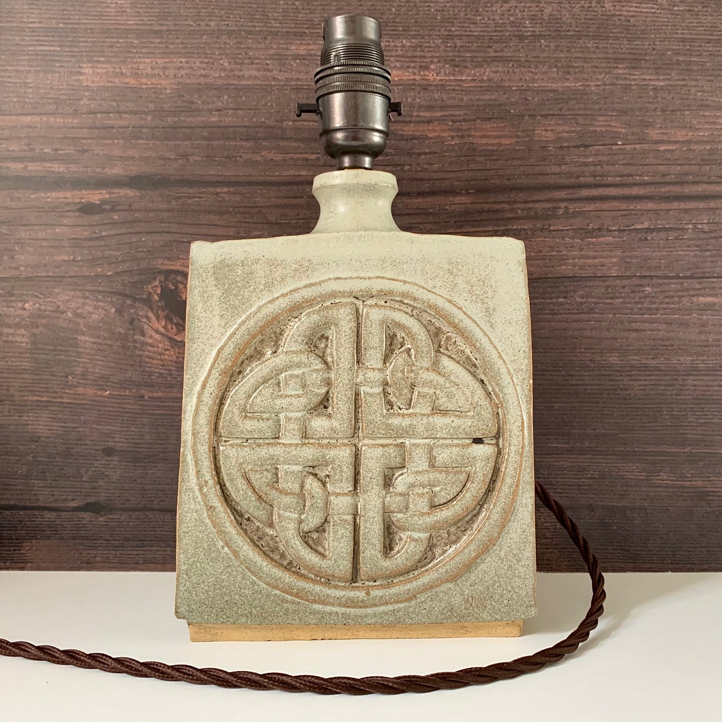 Mid Century Cornish Pottery British Troika Style Ceramic Table Lamp