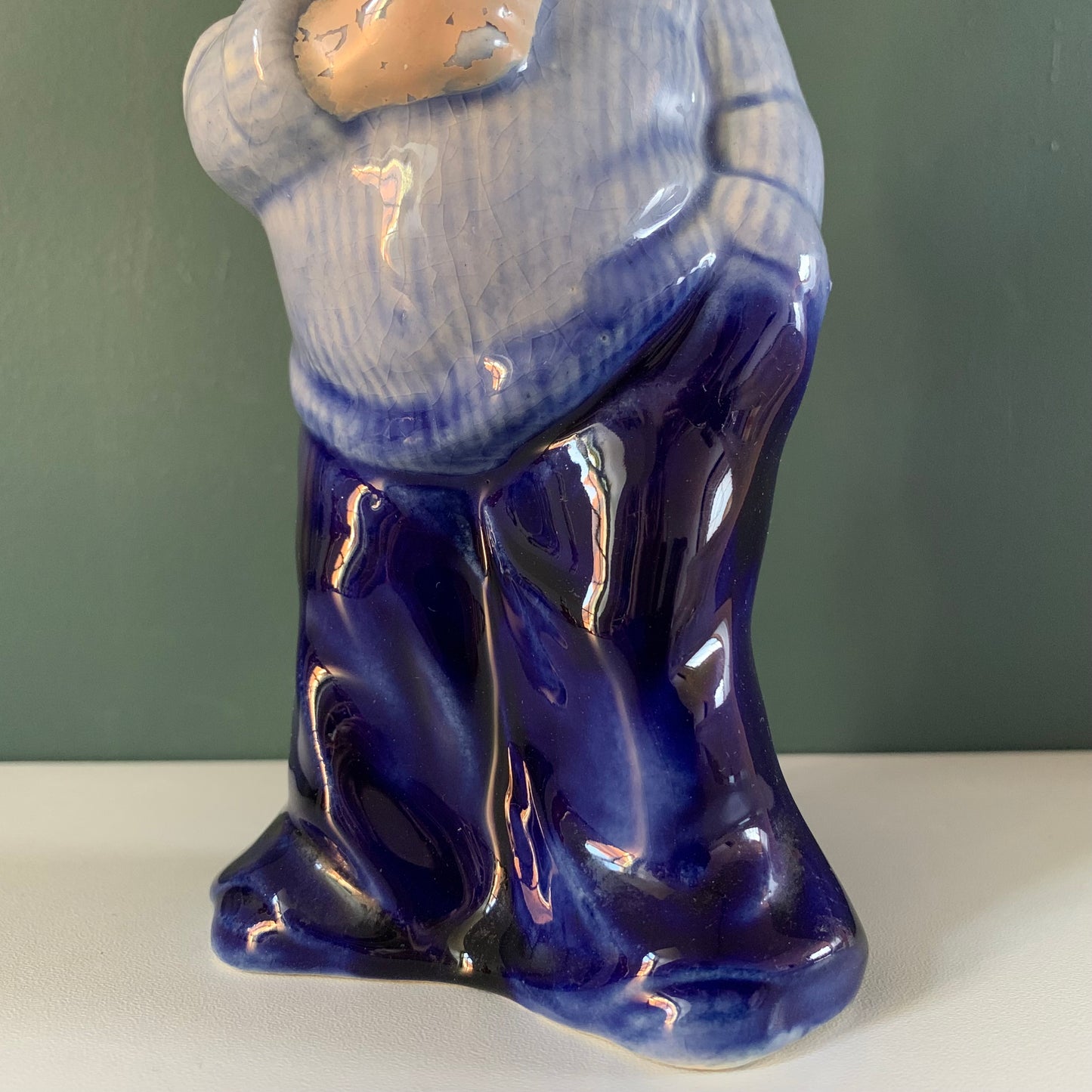 Vintage Ceramic Sailor Fisherman Decanter Bottle Hip Flask