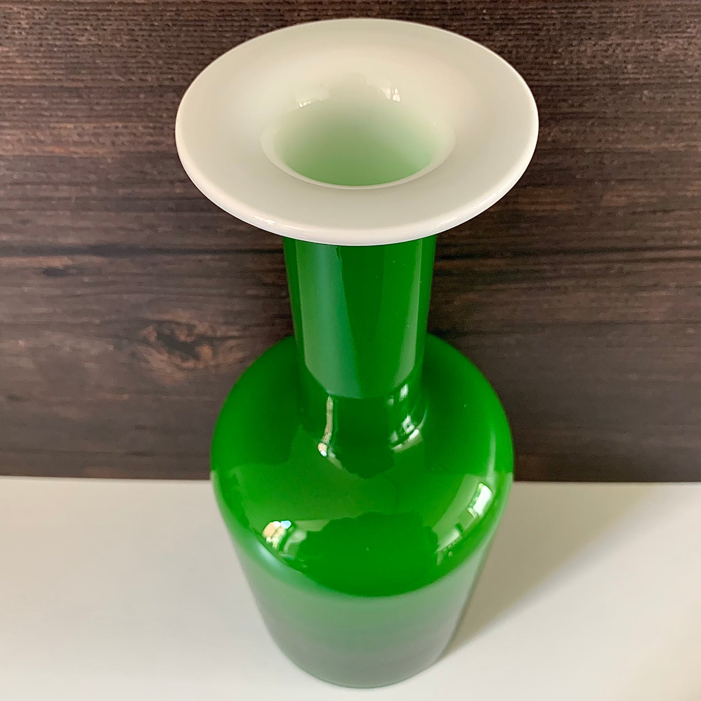 Holmegaard Green Cased Glass Otto Brauer Gulvvase Danish Design 1960s Gul Vase
