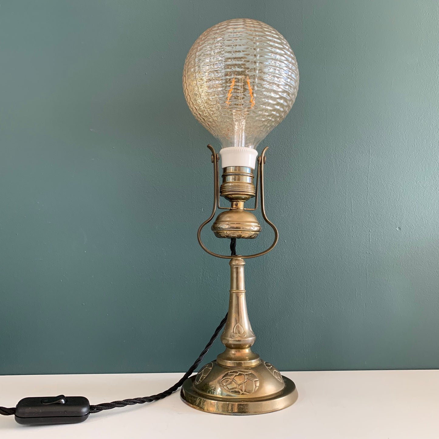 2x Vintage Danish Brass Table Lamps Ships Light Retro Vintage Art Deco Lighting