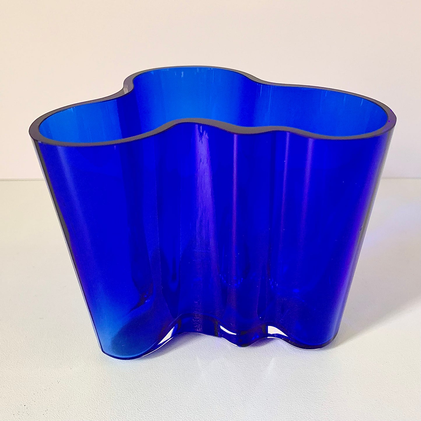 Vintage Iittala Alvar Aalto Savoy Blue Glass Vase Limited 98mm