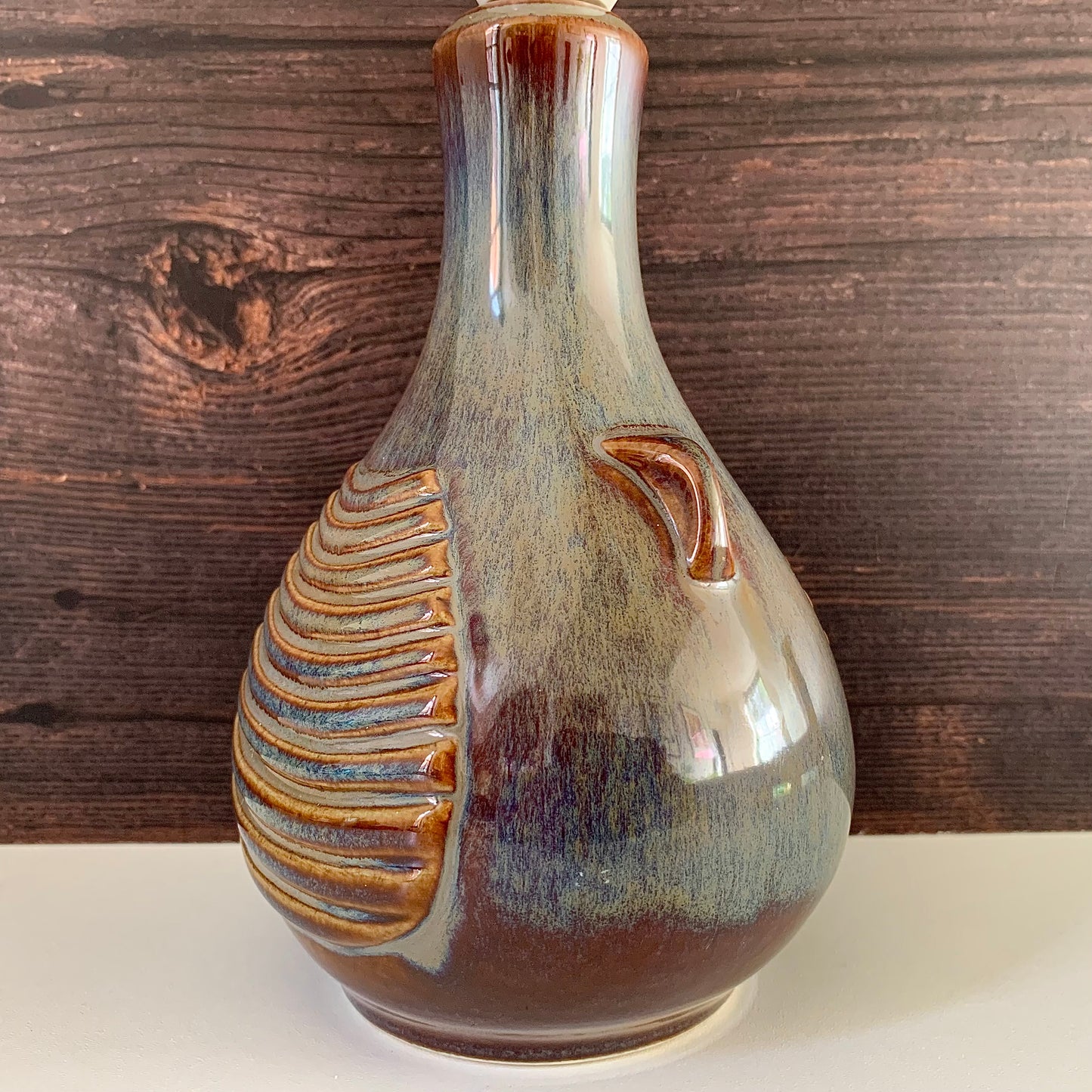 Soholm Pottery Purple Amber Danish Table Lamp Vintage 1960s Retro Scandinavian Light 1027