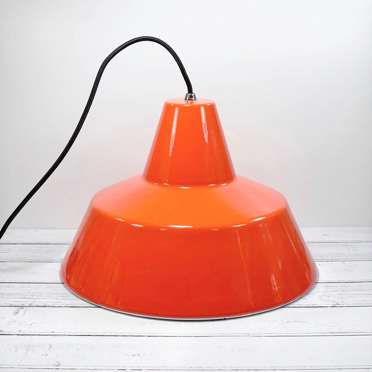 Louis Poulsen Danish Orange Enamel Pendant Workshop Ceiling