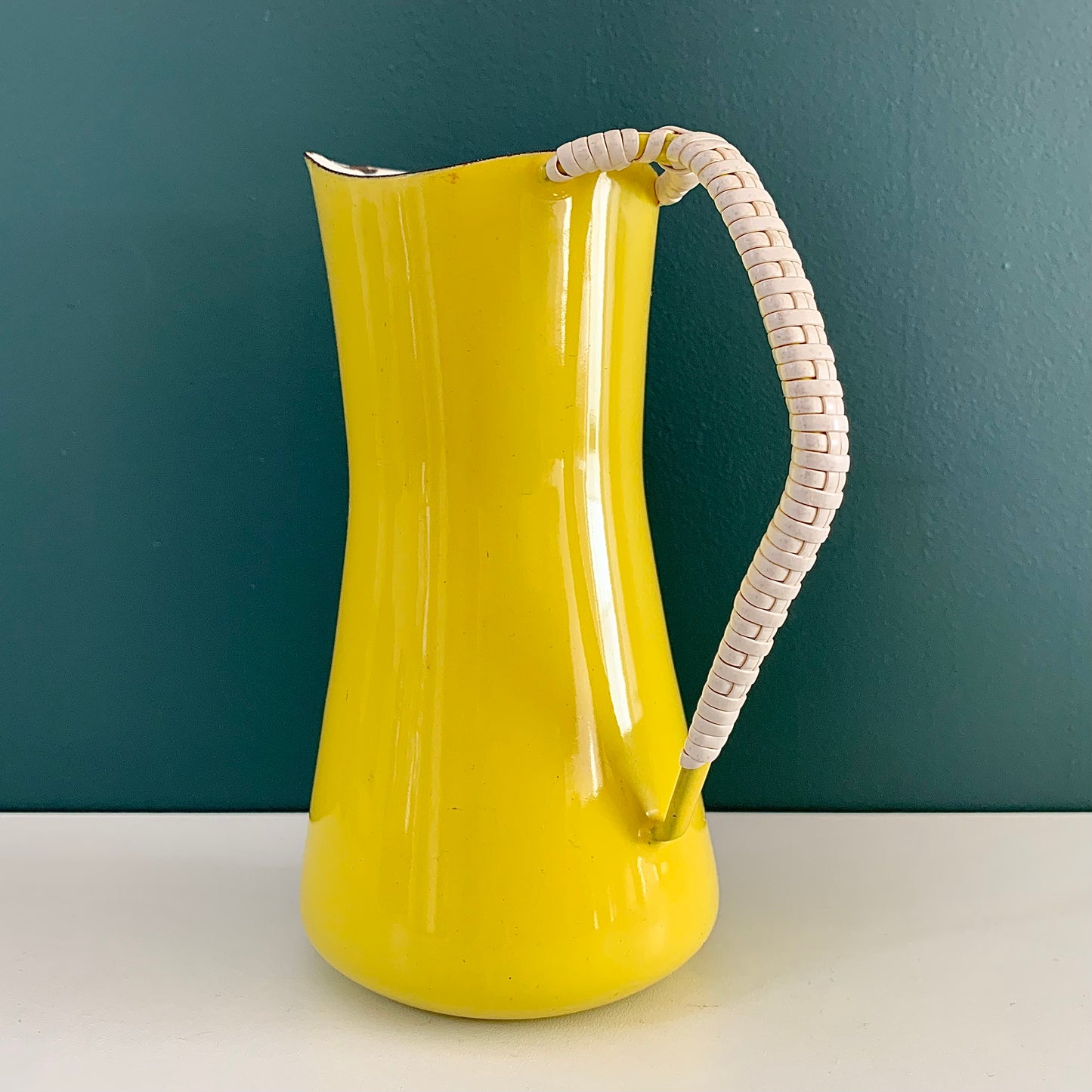 Dansk Designs Yellow Enamel Pitcher Jug Carafe 18cm 1960s Danish Jens Harald Quistgaard