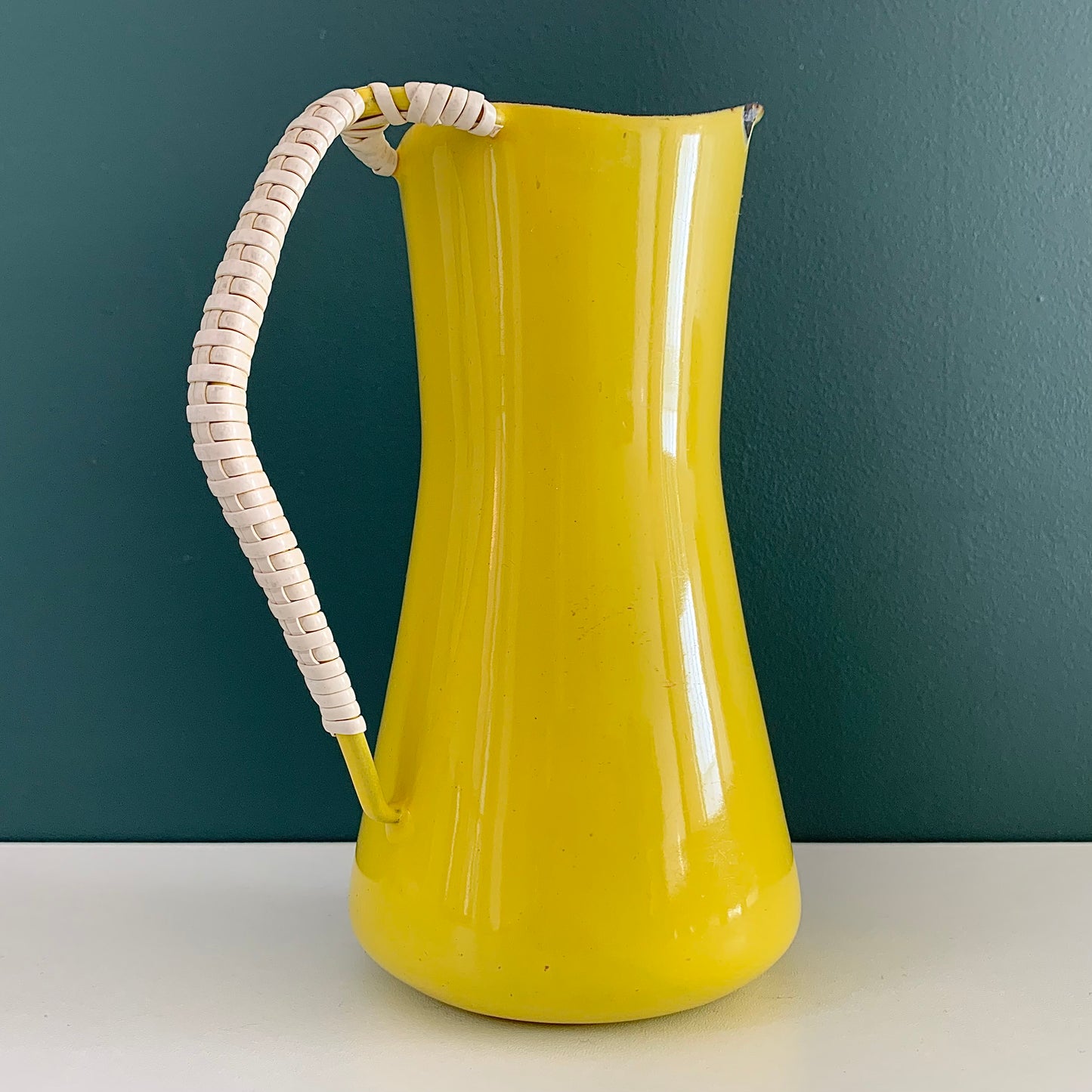 Dansk Designs Yellow Enamel Pitcher Jug Carafe 18cm 1960s Danish Jens Harald Quistgaard