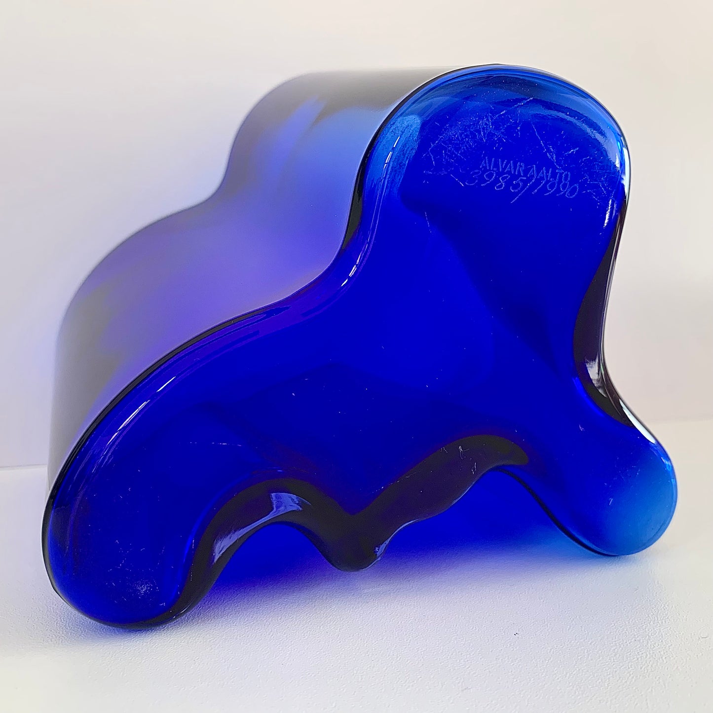 Vintage Iittala Alvar Aalto Savoy Blue Glass Vase Limited Edition 120mm