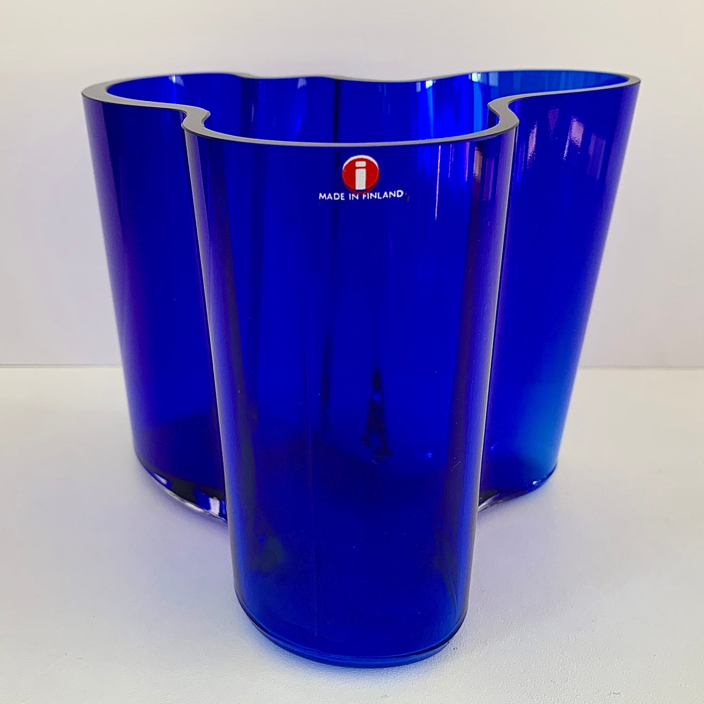 Vintage Iittala Alvar Aalto Savoy Blue Glass Vase Limited Edition 120mm