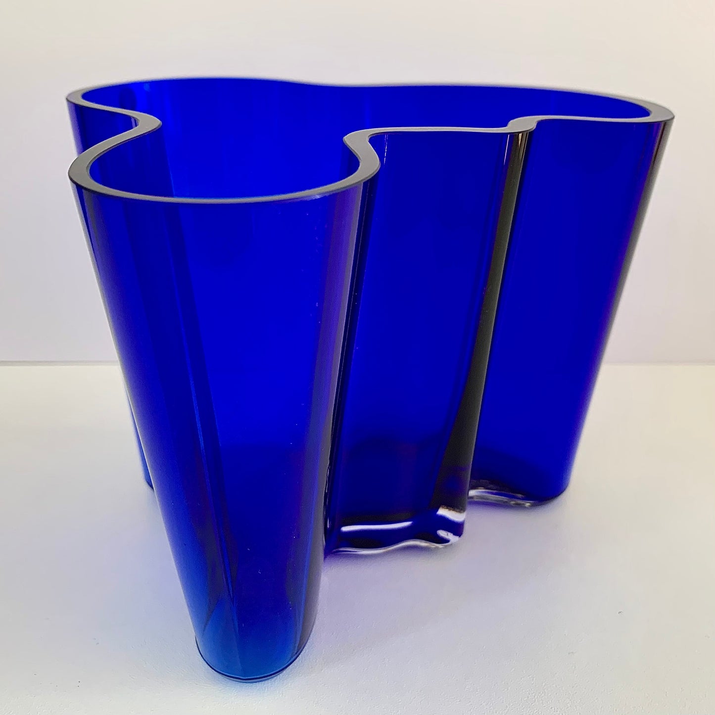 Vintage Iittala Alvar Aalto Savoy Blue Glass Vase Limited Edition 120mm